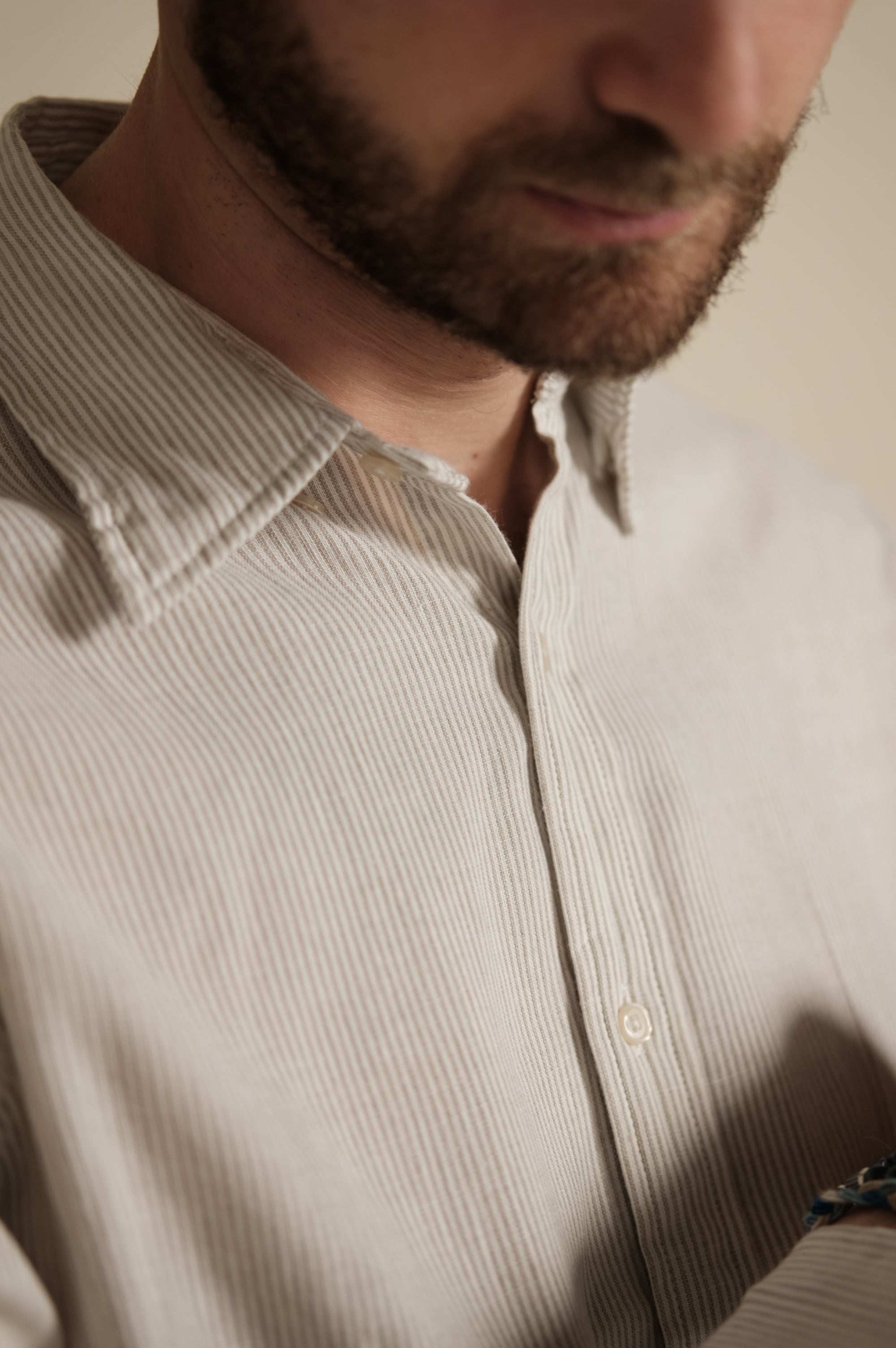 Gaffi & Co. Camicia Lino/Cotone Riga Sabbia