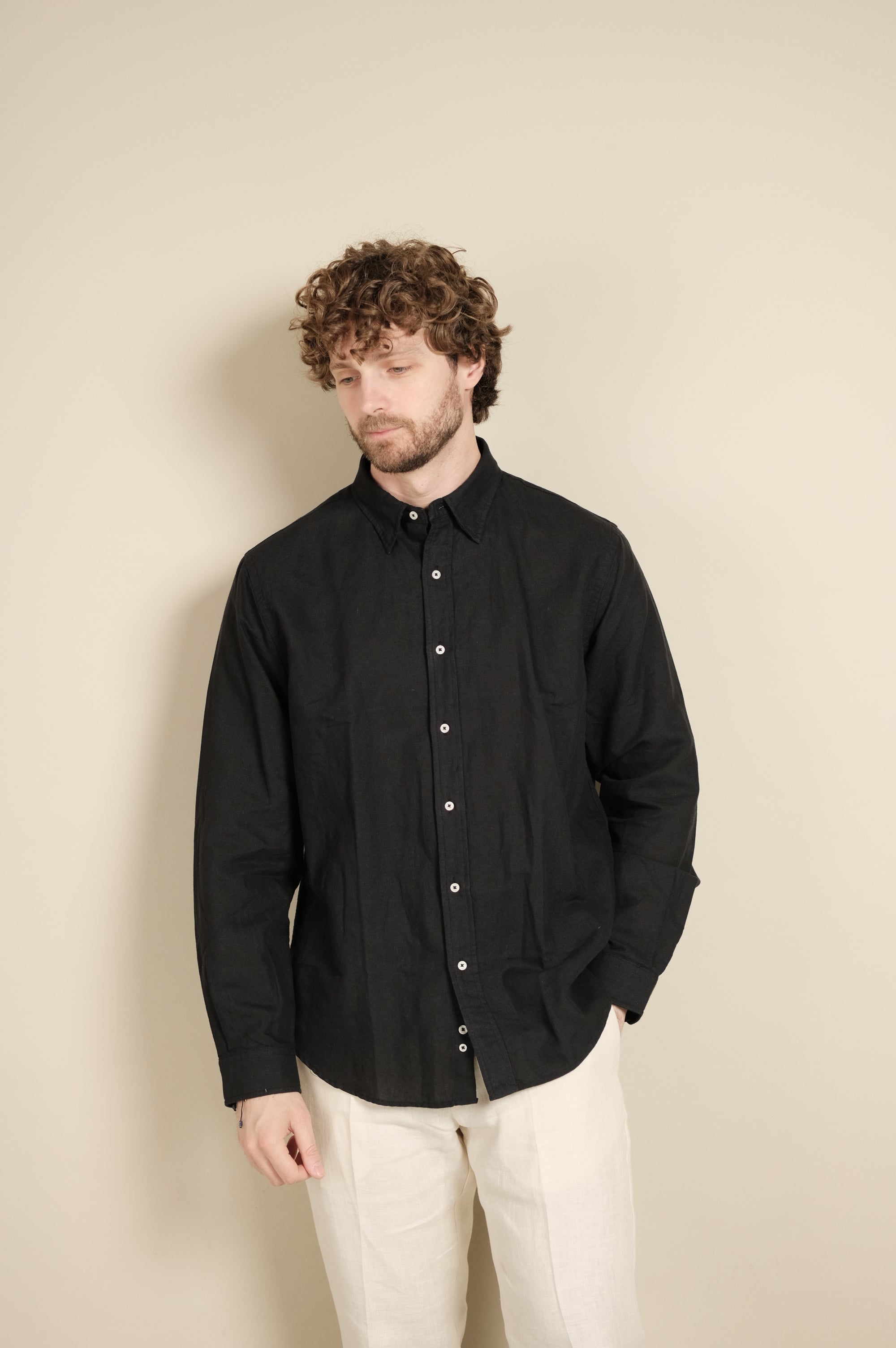 Gaffi & Co. Camicia Lino/Cotone Nero