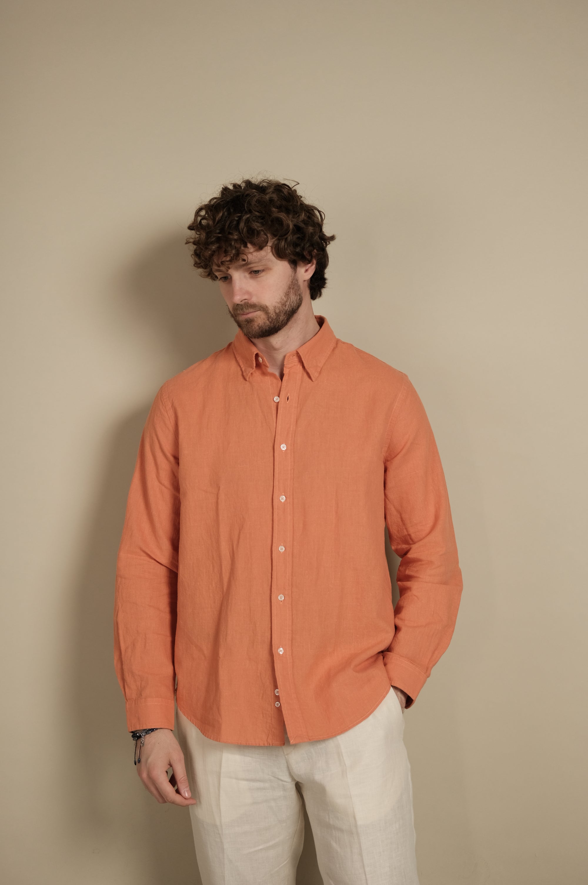 Gaffi & Co. Camicia Lino/Cotone Salmone