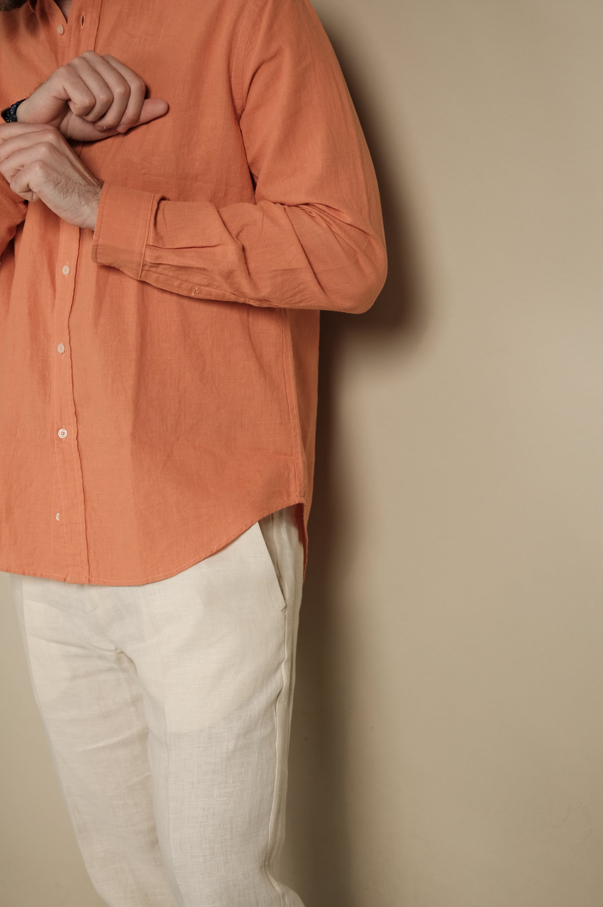 Gaffi & Co. Camicia Lino/Cotone Salmone
