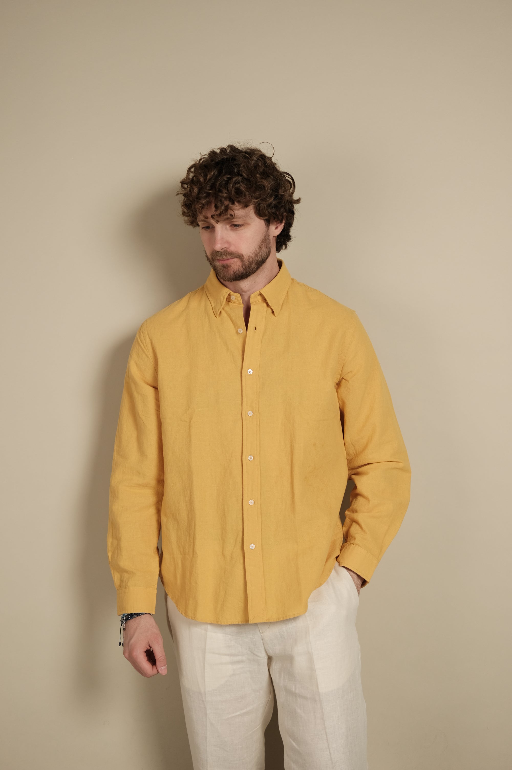 Gaffi & Co. Camicia Lino/Cotone Ocra