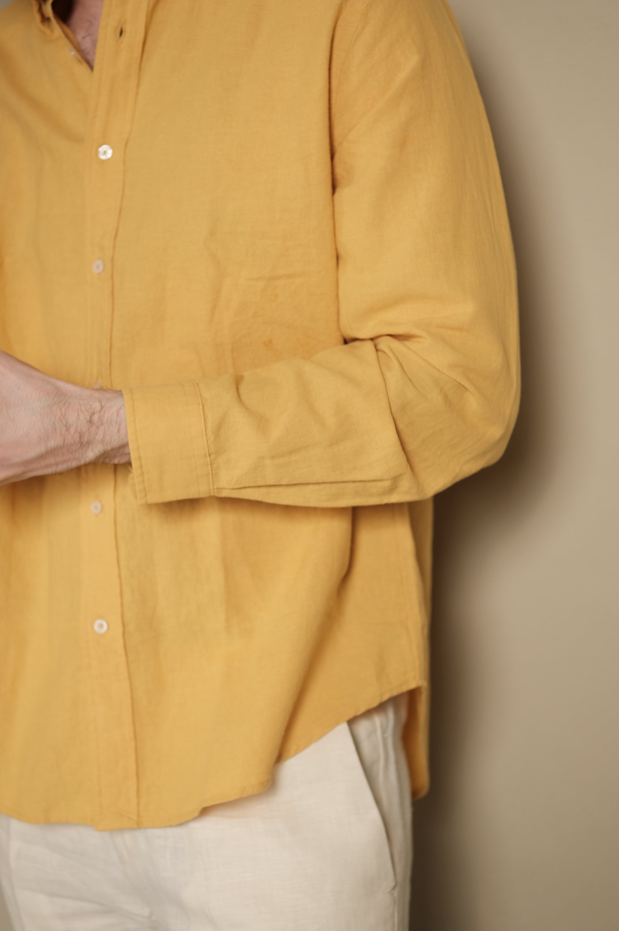 Gaffi & Co. Camicia Lino/Cotone Ocra