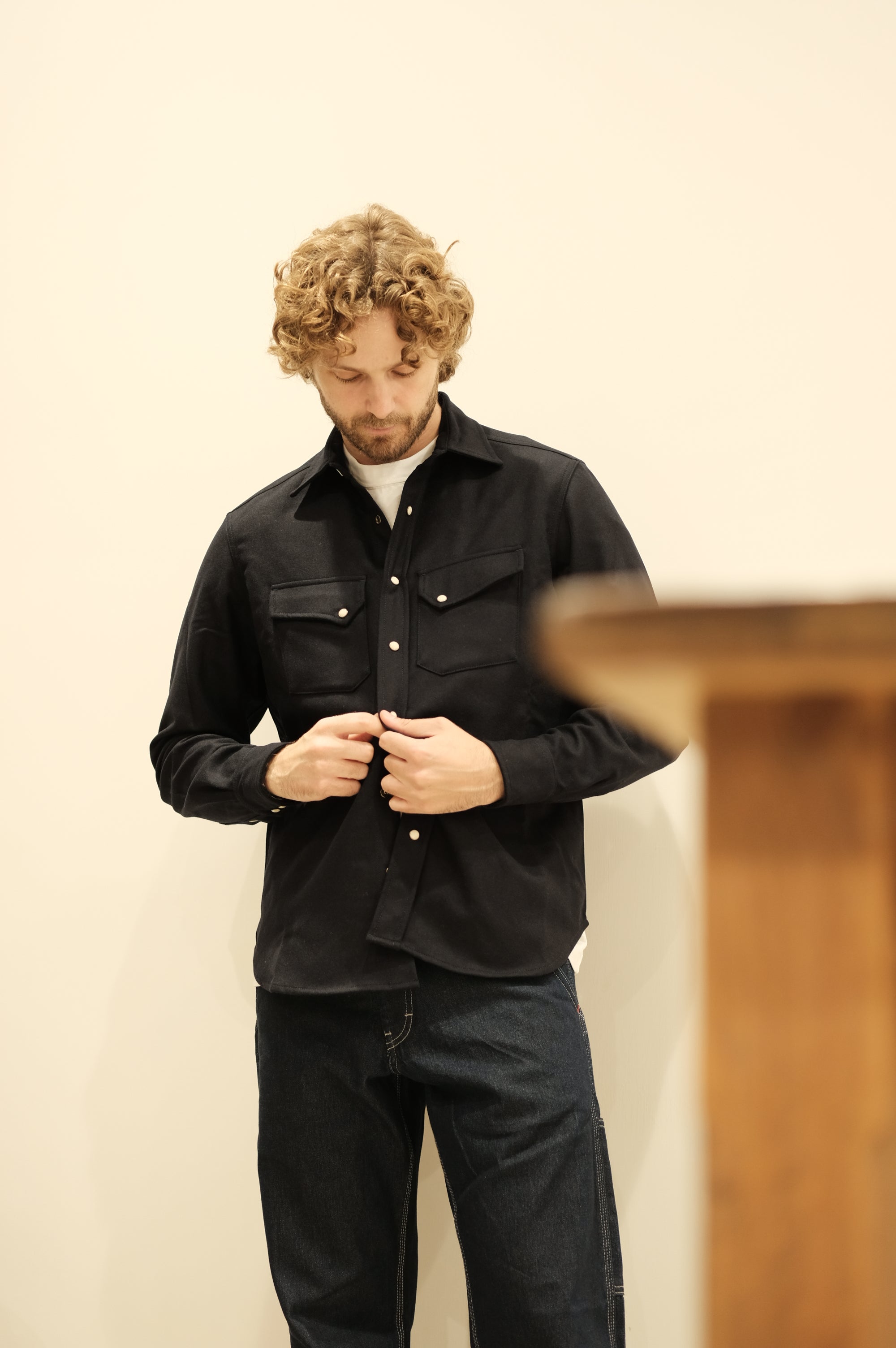 Fortela Pasadena Wool Texan Shirt Blue