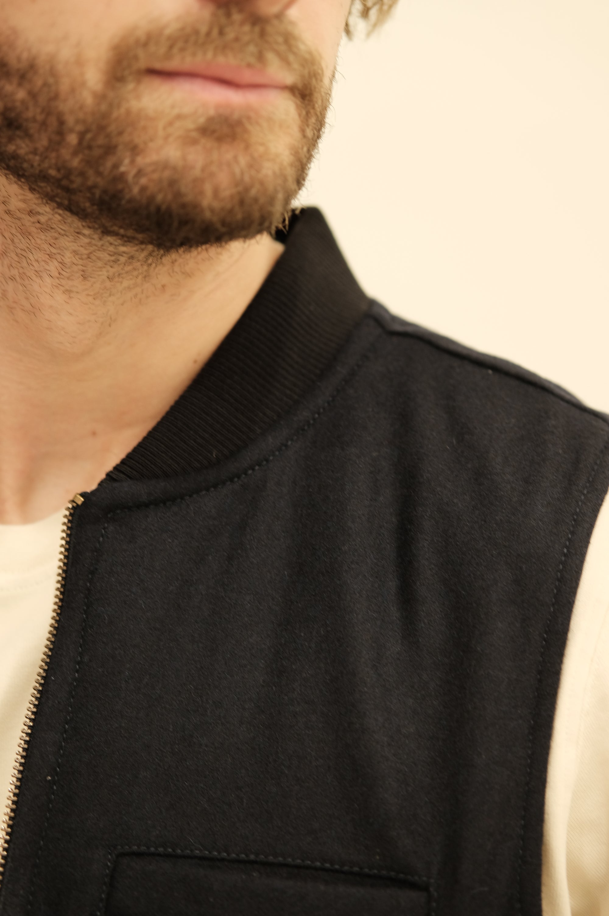 Blker Boiled Wool Vest Reversible Owl Navy
