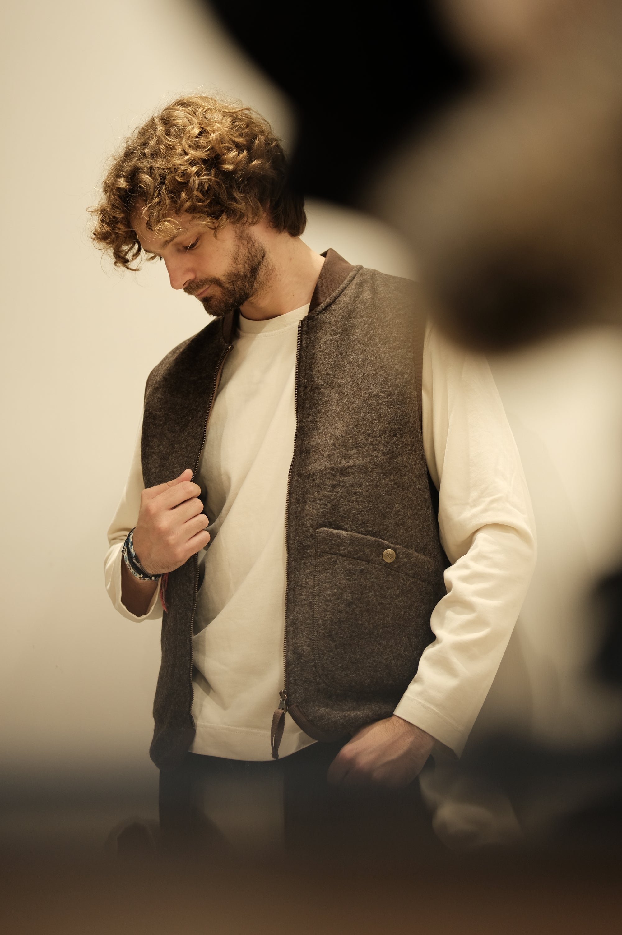 Blker Boiled Wool Vest Wolf Brown