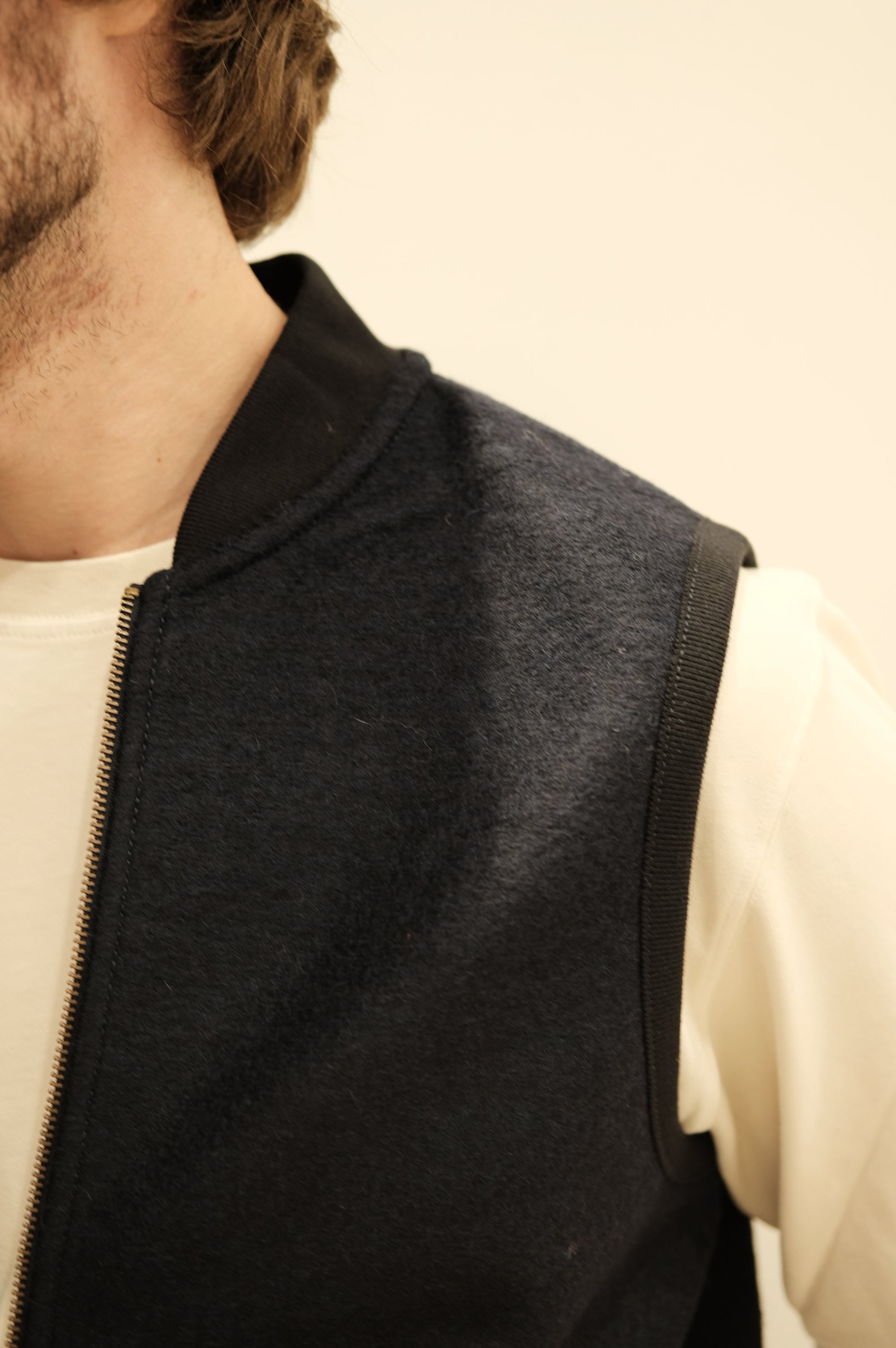 Blker Boiled Wool Vest Reversible Owl Navy