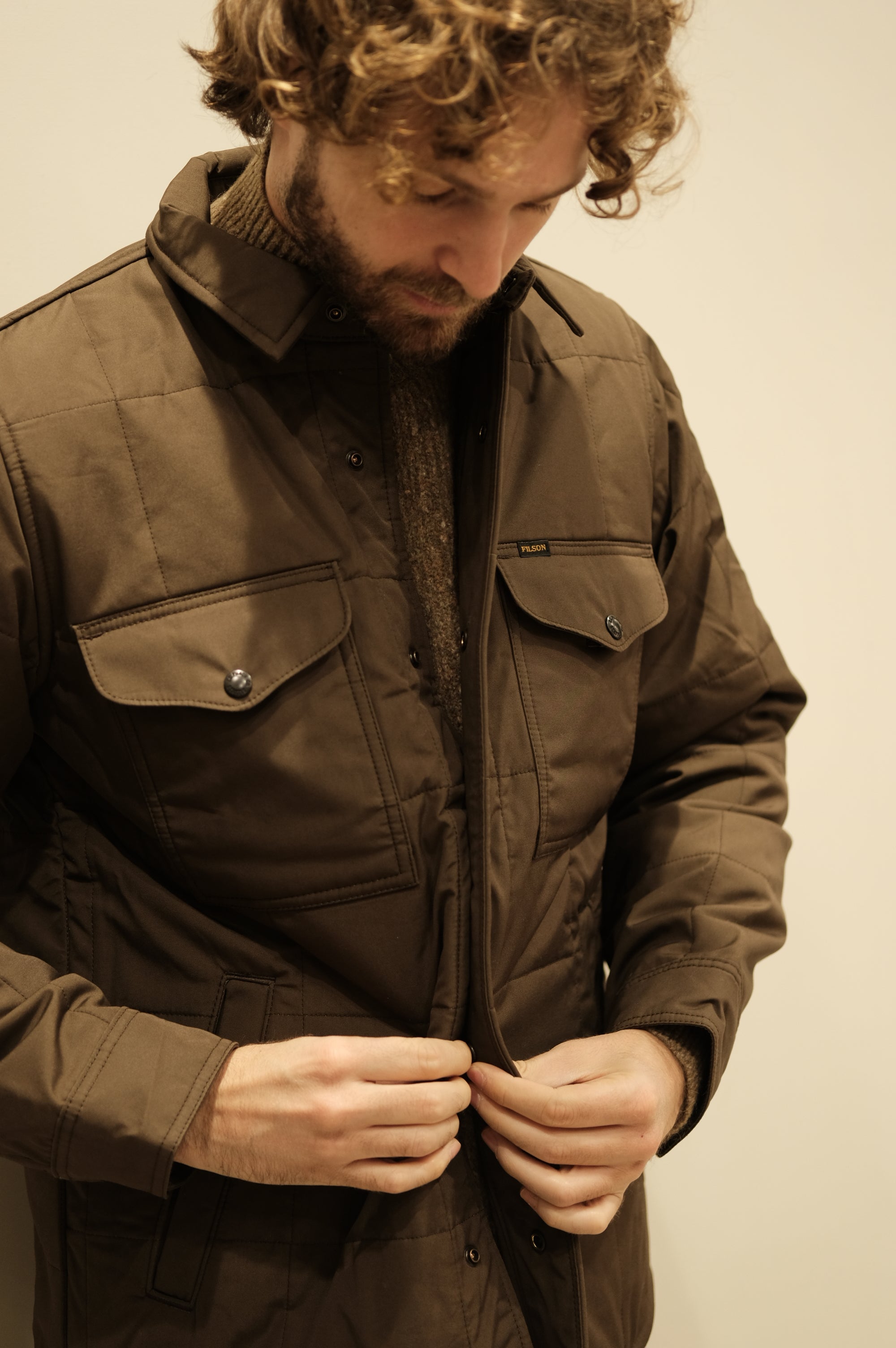 Filson Cloth Quilted Jacket-Shirt Slate Black