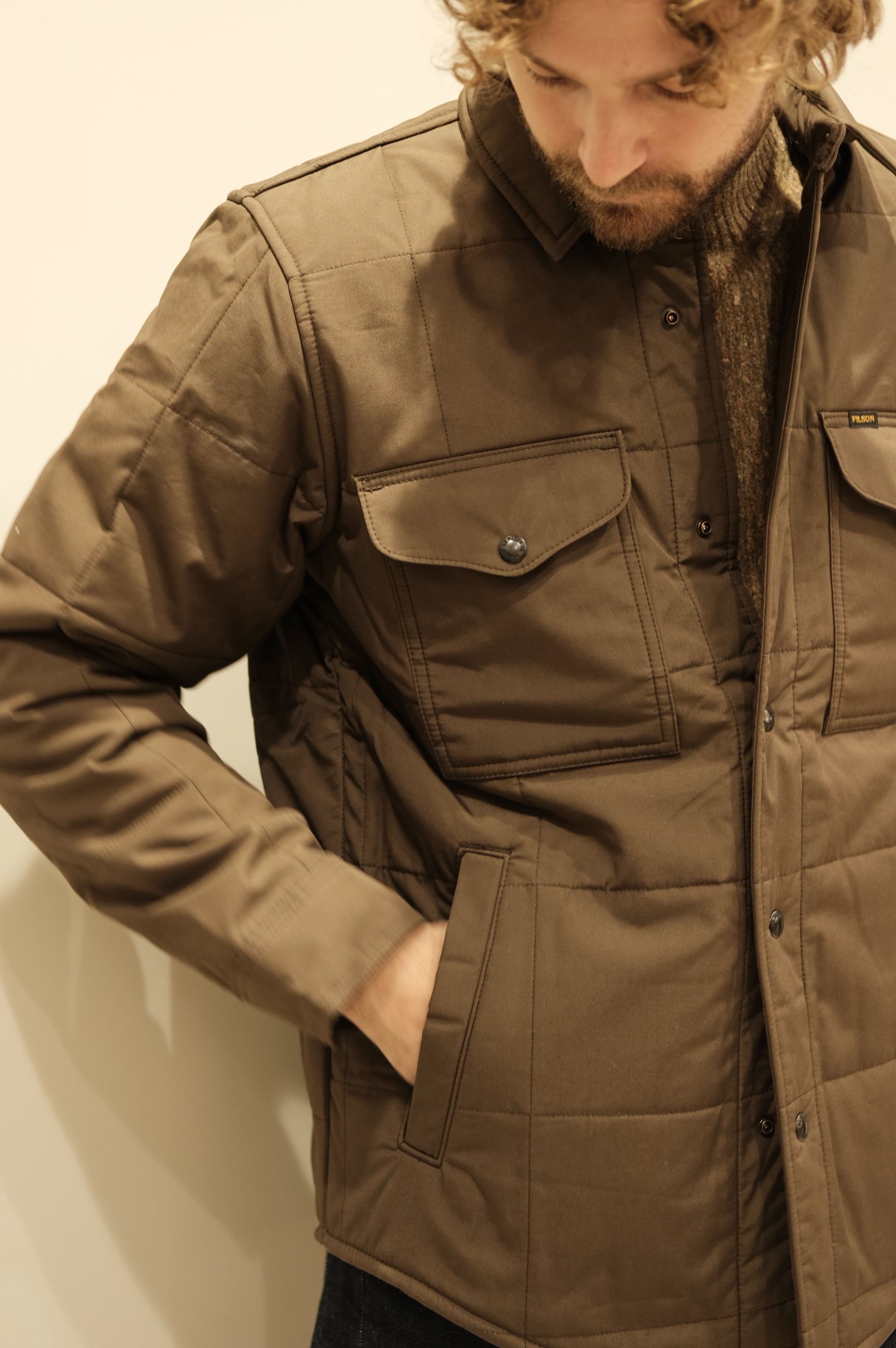 Filson Cloth Quilted Jacket-Shirt Slate Black