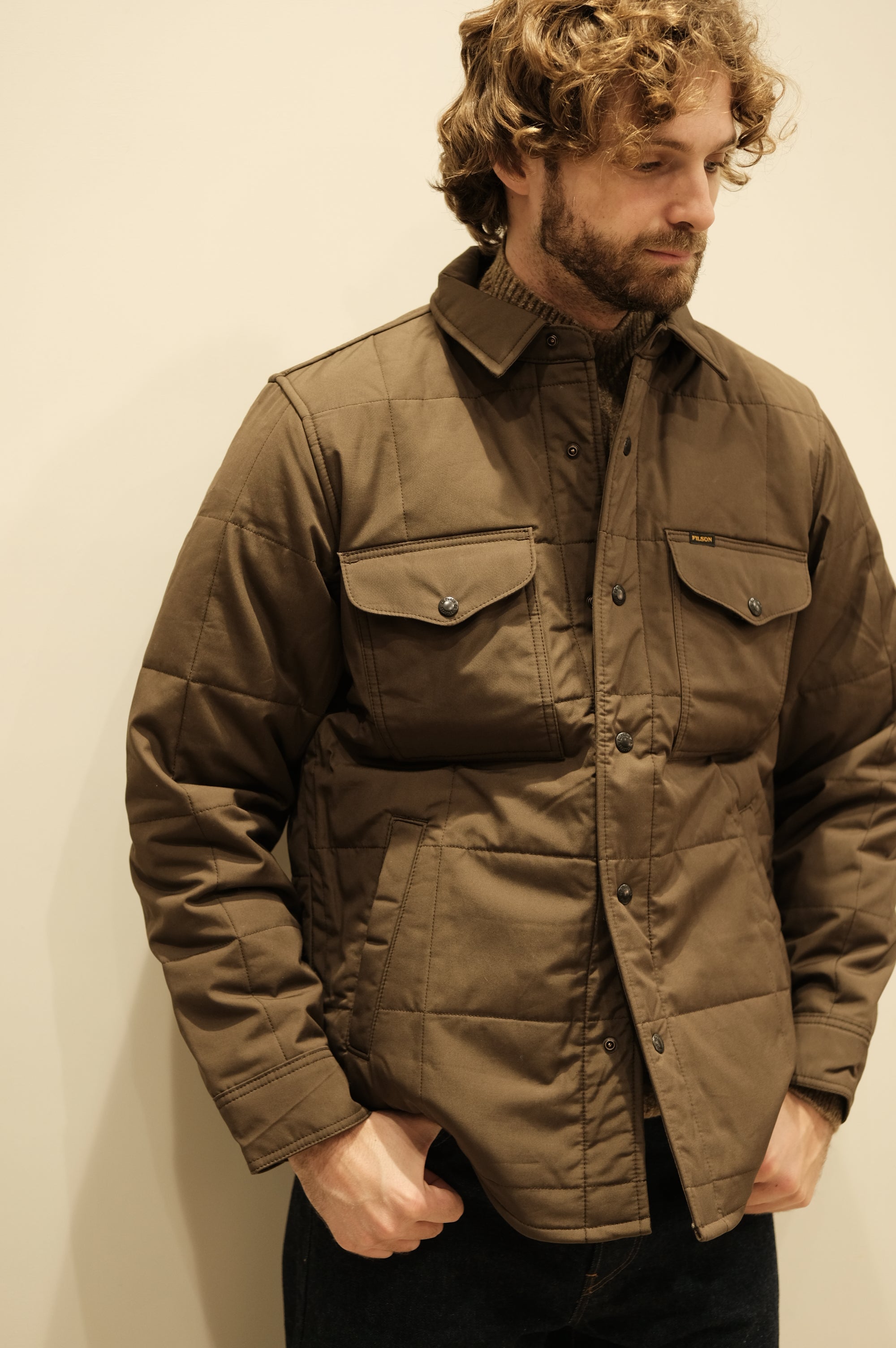 Filson Cloth Quilted Jacket-Shirt Slate Black
