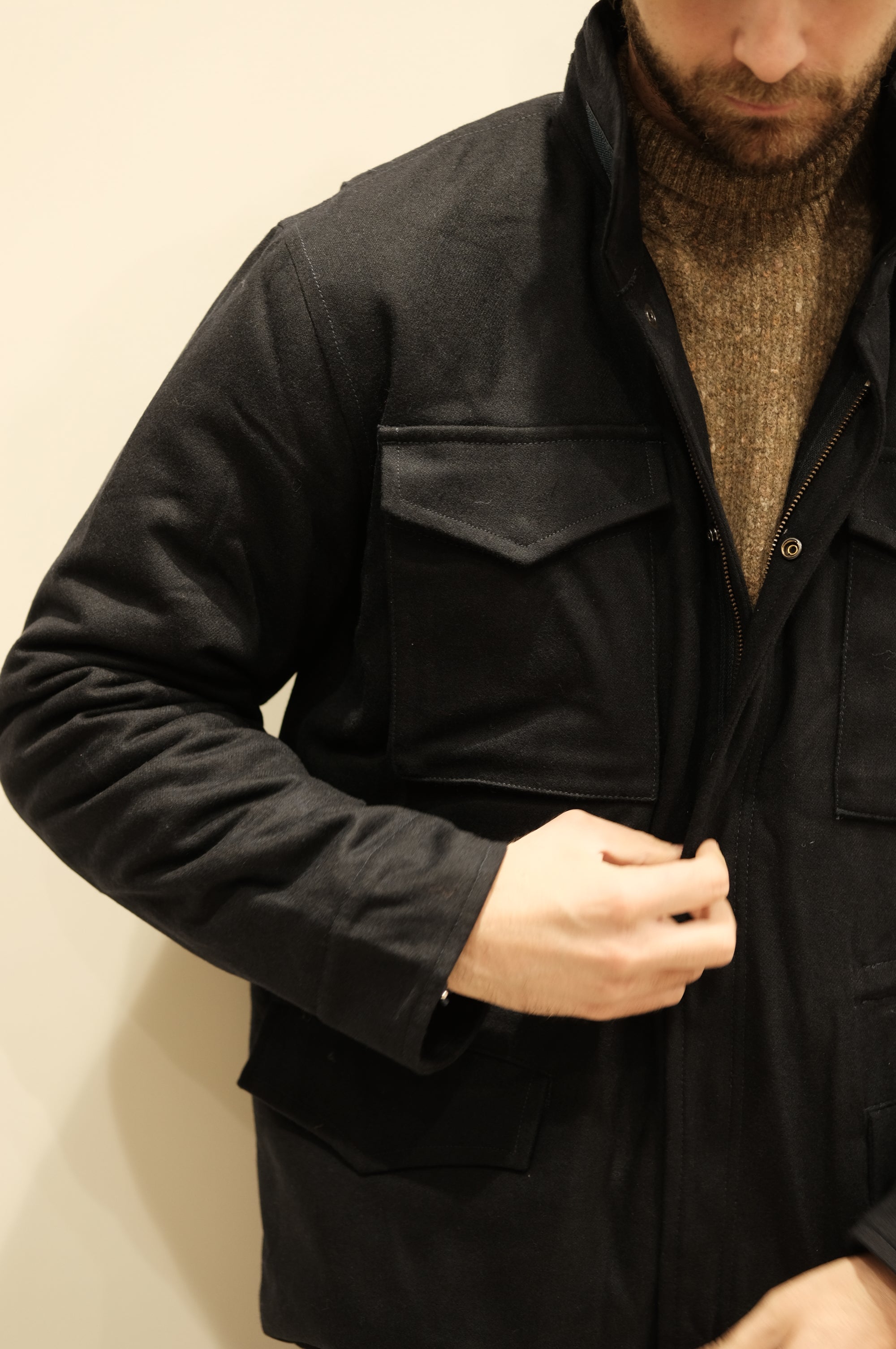 Blker Field Jacket Wool Travis Navy