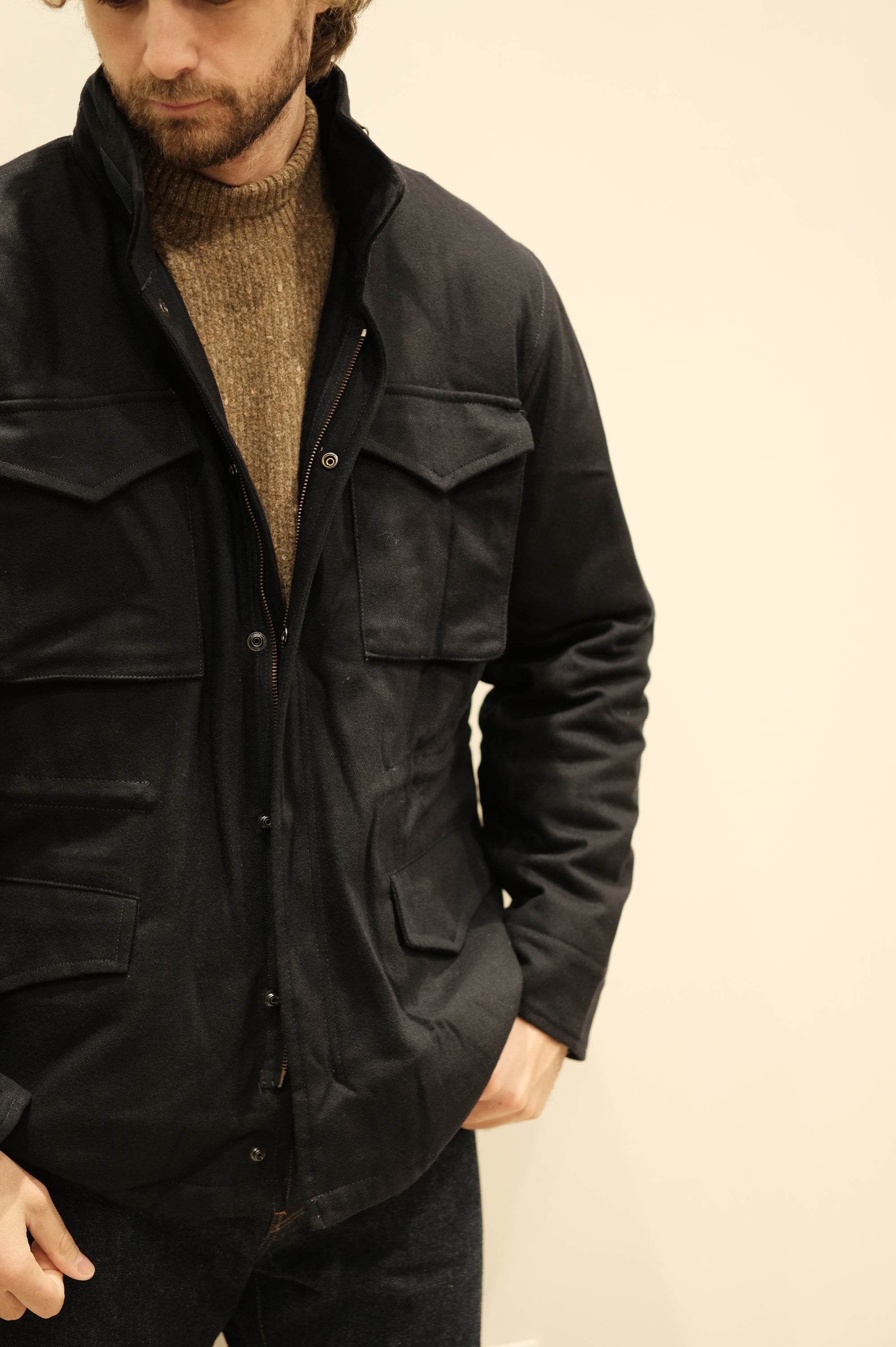 Blker Field Jacket Wool Travis Navy