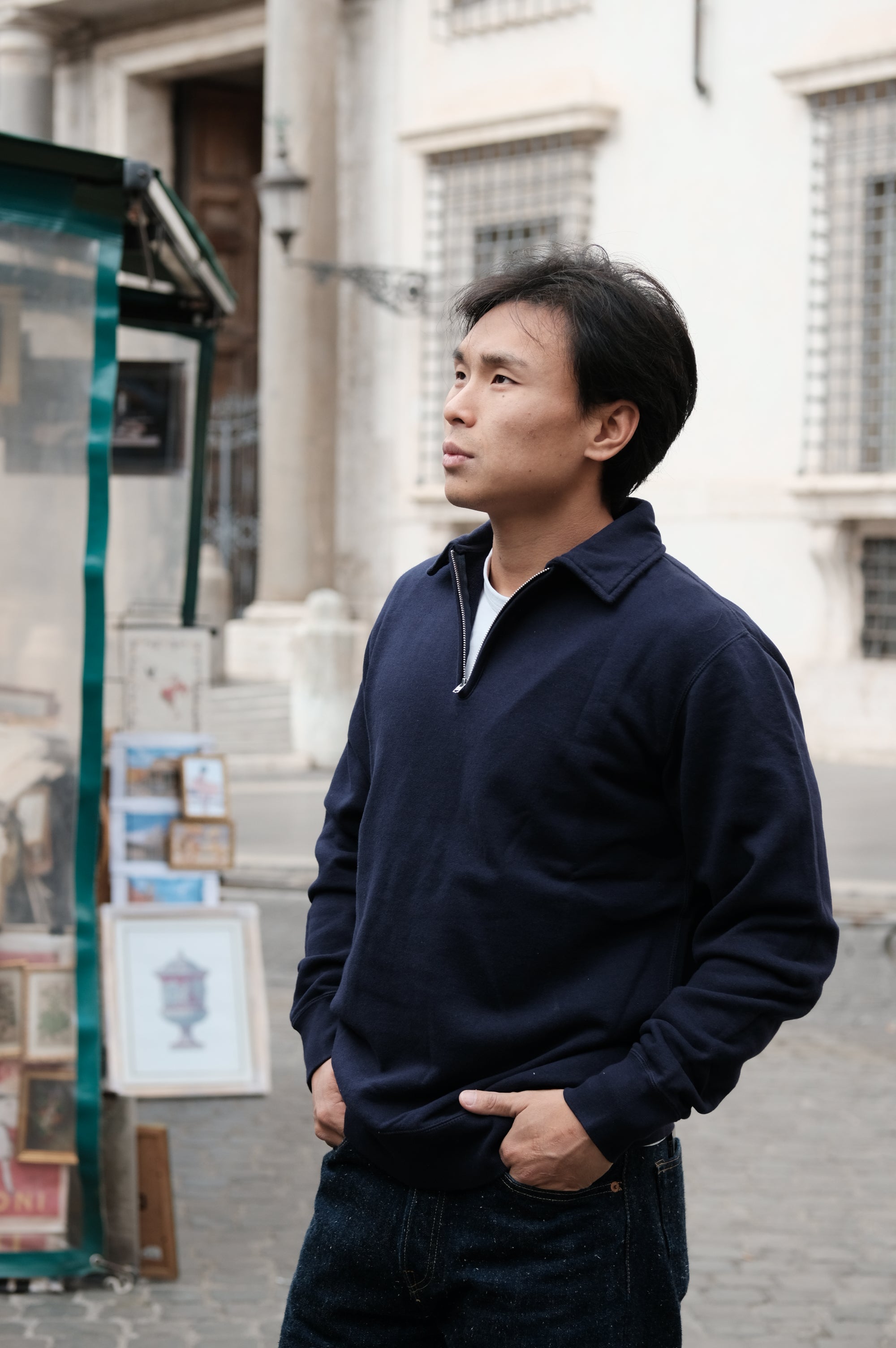 Felco NYC Half Zip Collar Sweat French Terry PG Navy