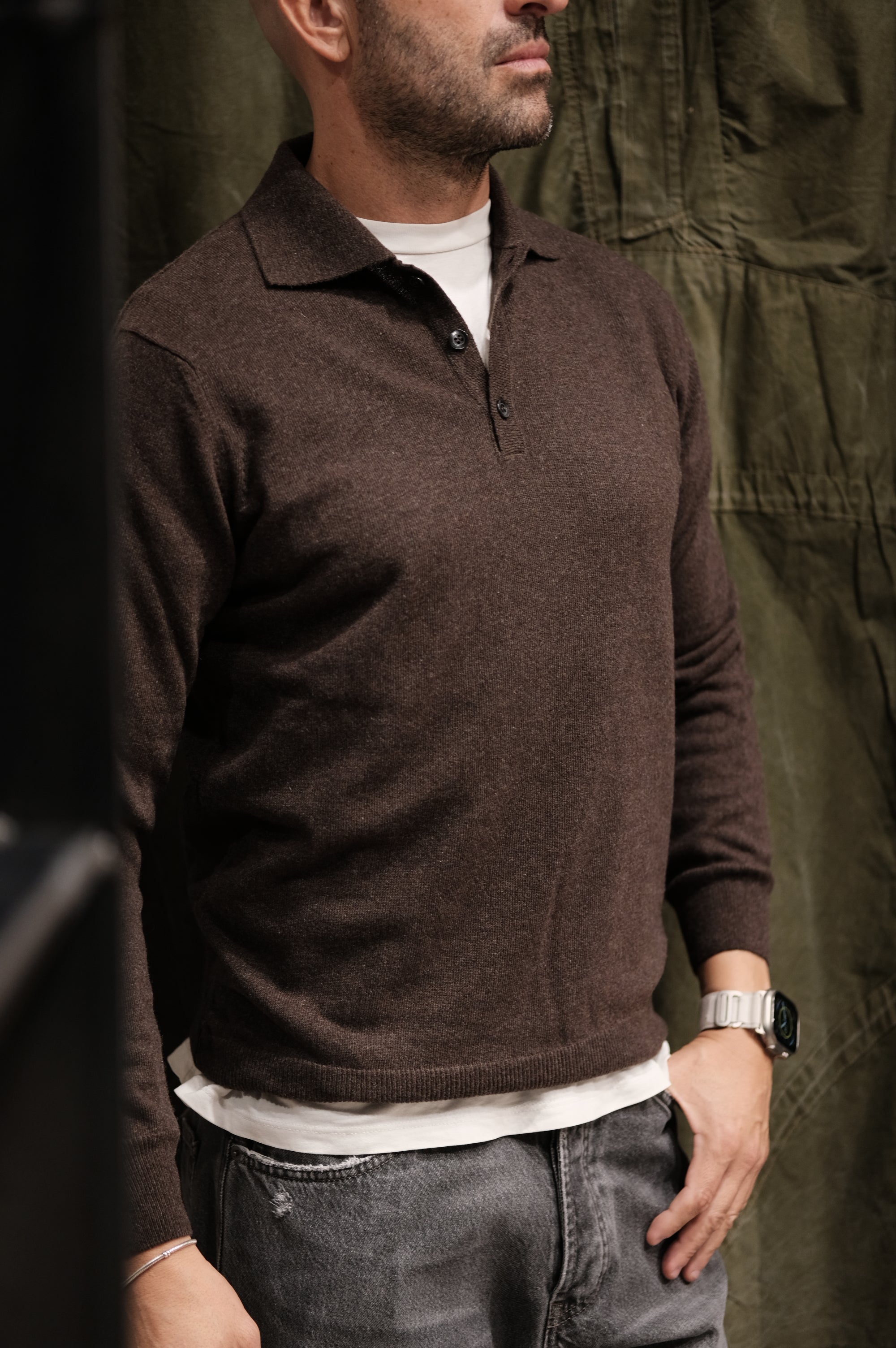 Gaffi & Co. Polo Bottoni Cashmere Cioccolato