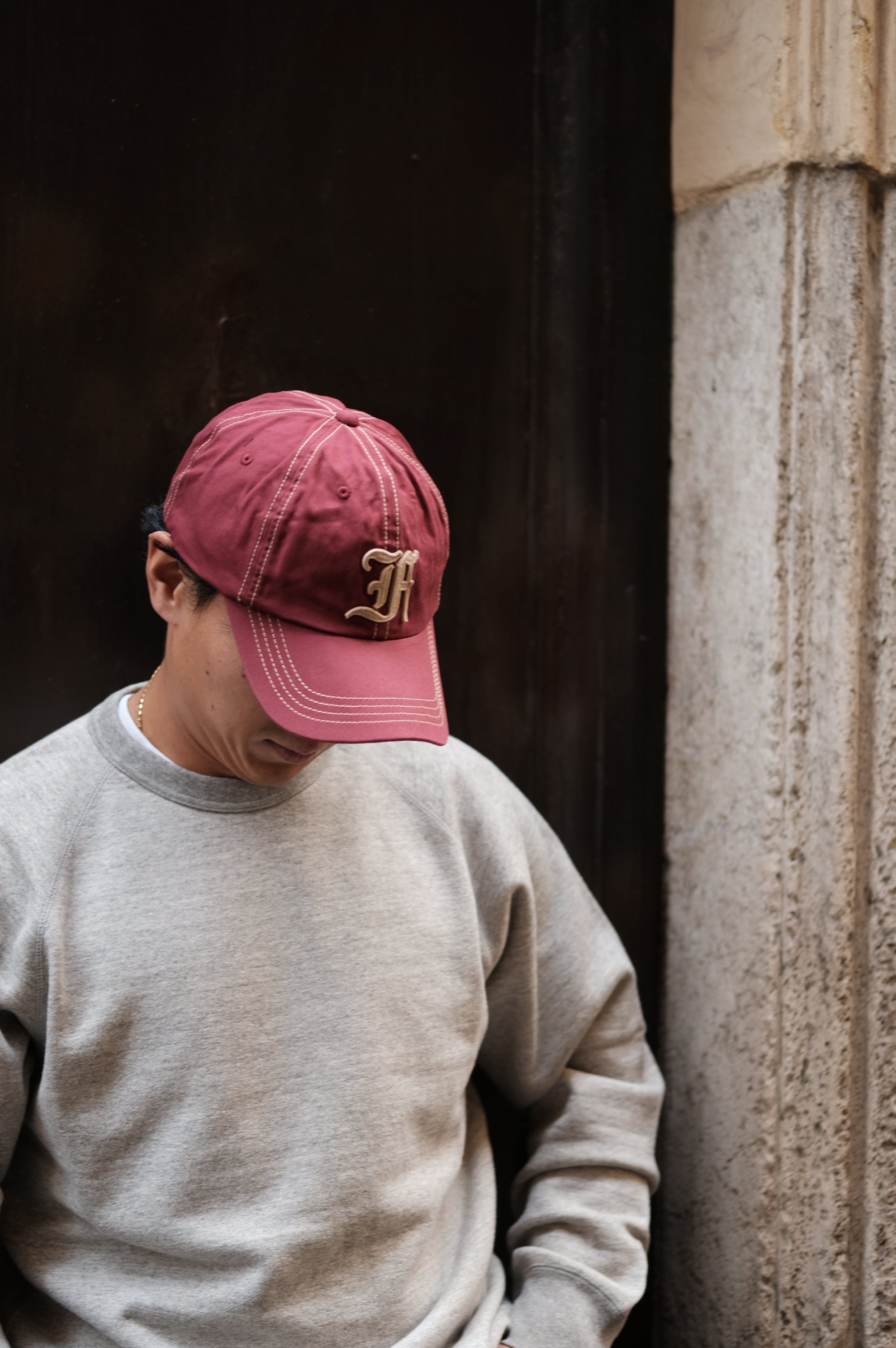 Felco NYC New Shape Twill Stone Washed Cap Burgundy/Beige