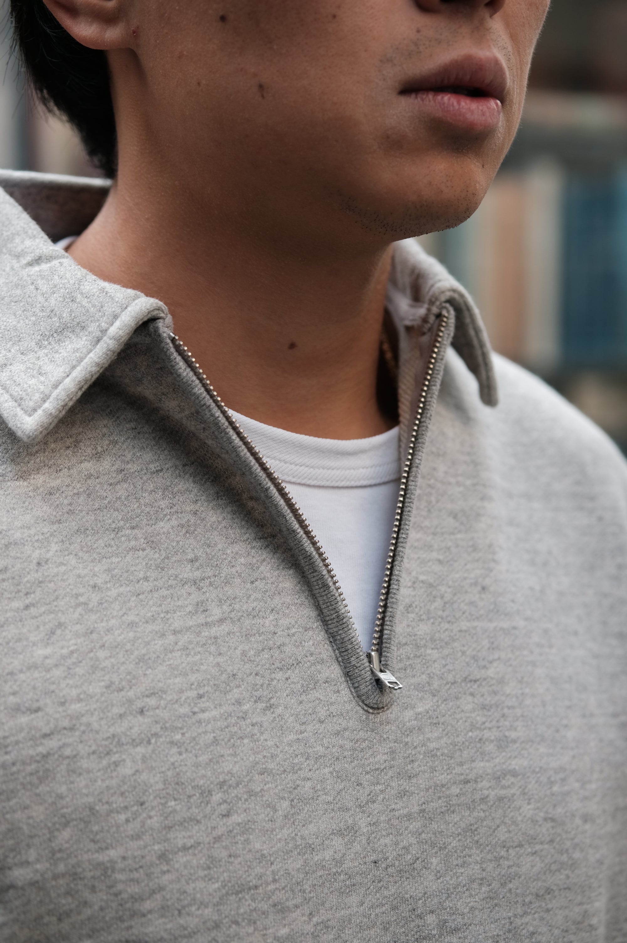 Felco NYC Half Zip Collar Sweat French Terry Twisted Grey