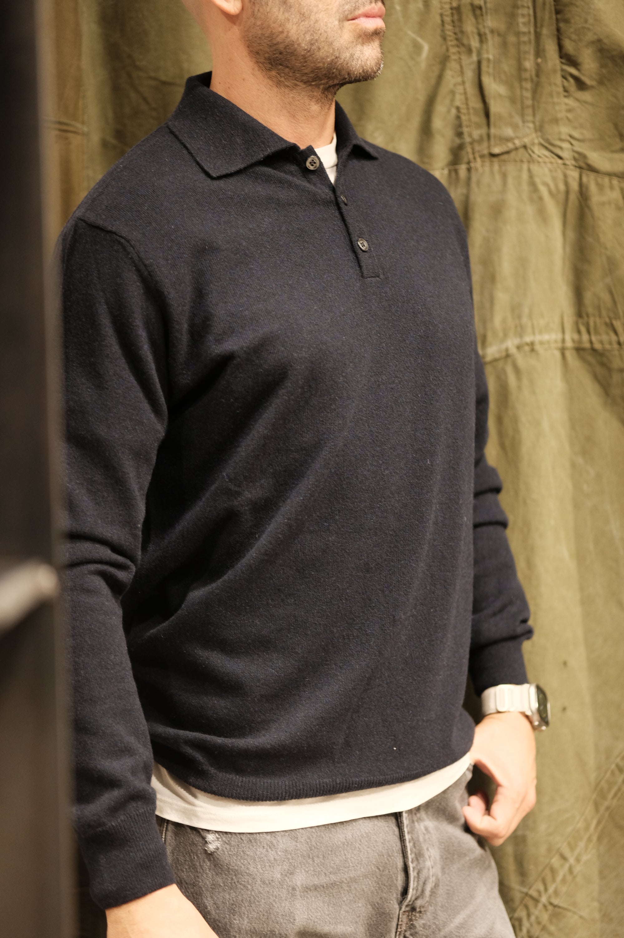 Gaffi & Co. Polo Bottoni Cashmere Navy