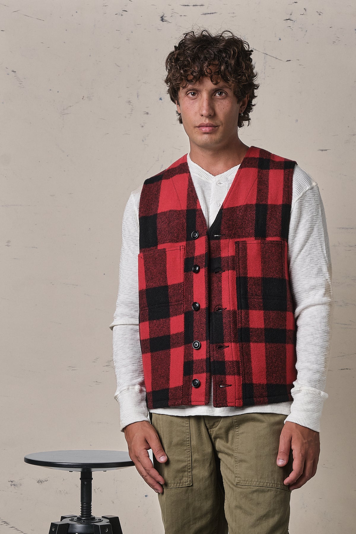 Filson Mackinaw Wool Vest Red/Black Plaid