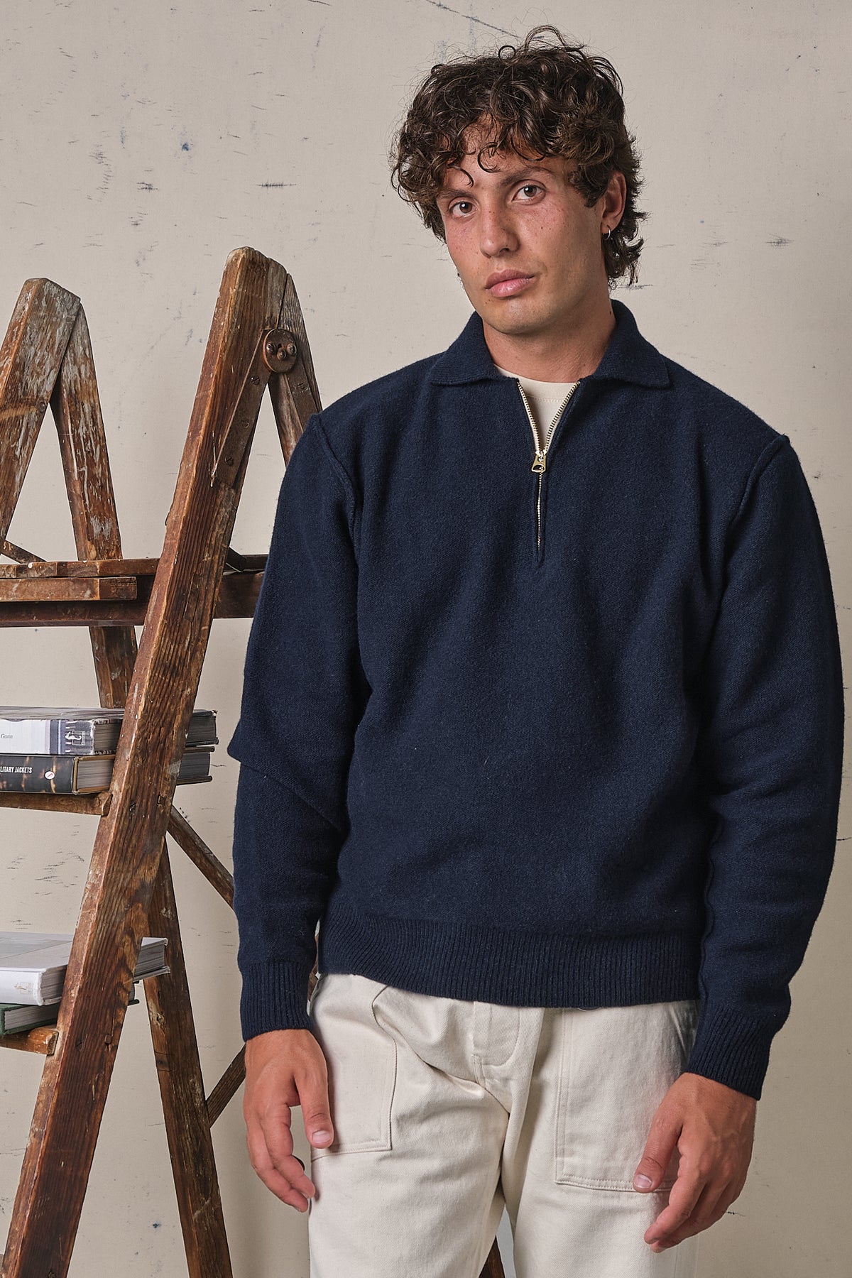 Fortela Yale Wool Half Zip Navy