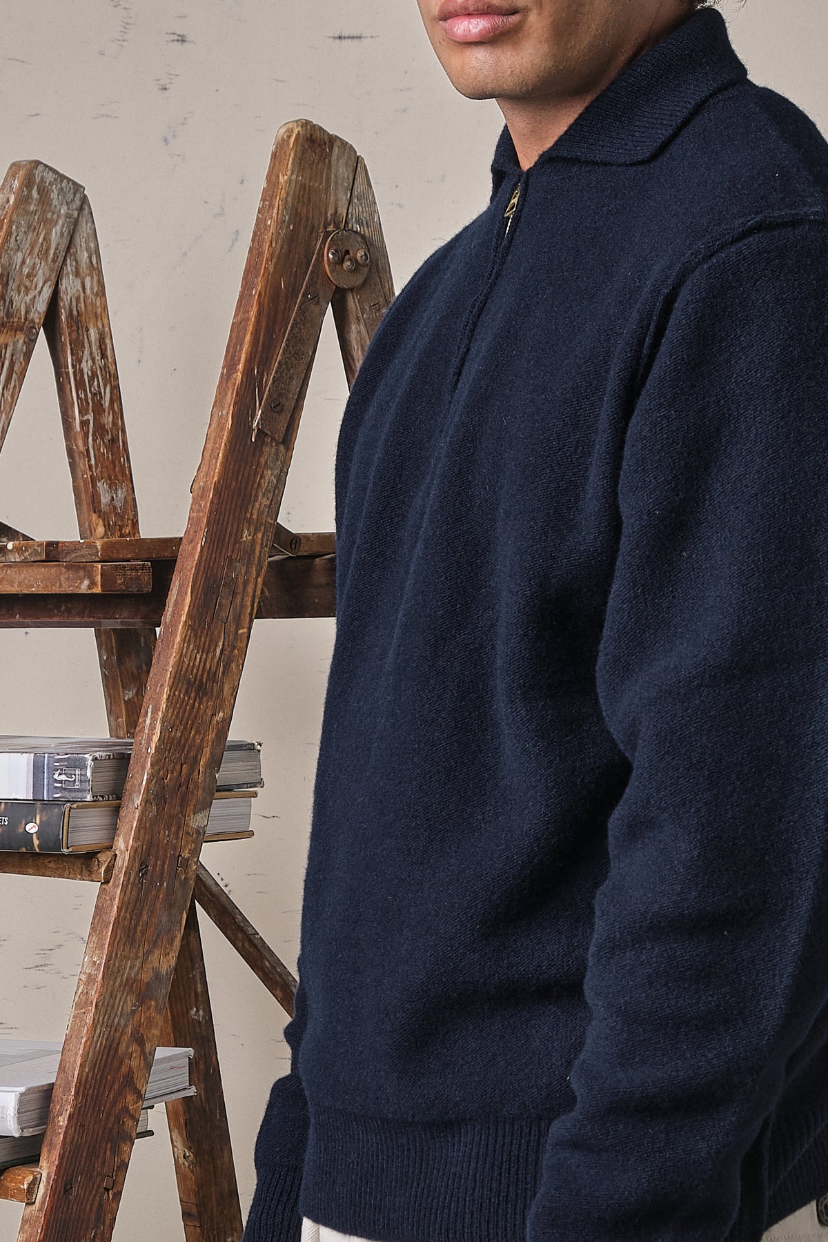 Fortela Yale Wool Half Zip Navy