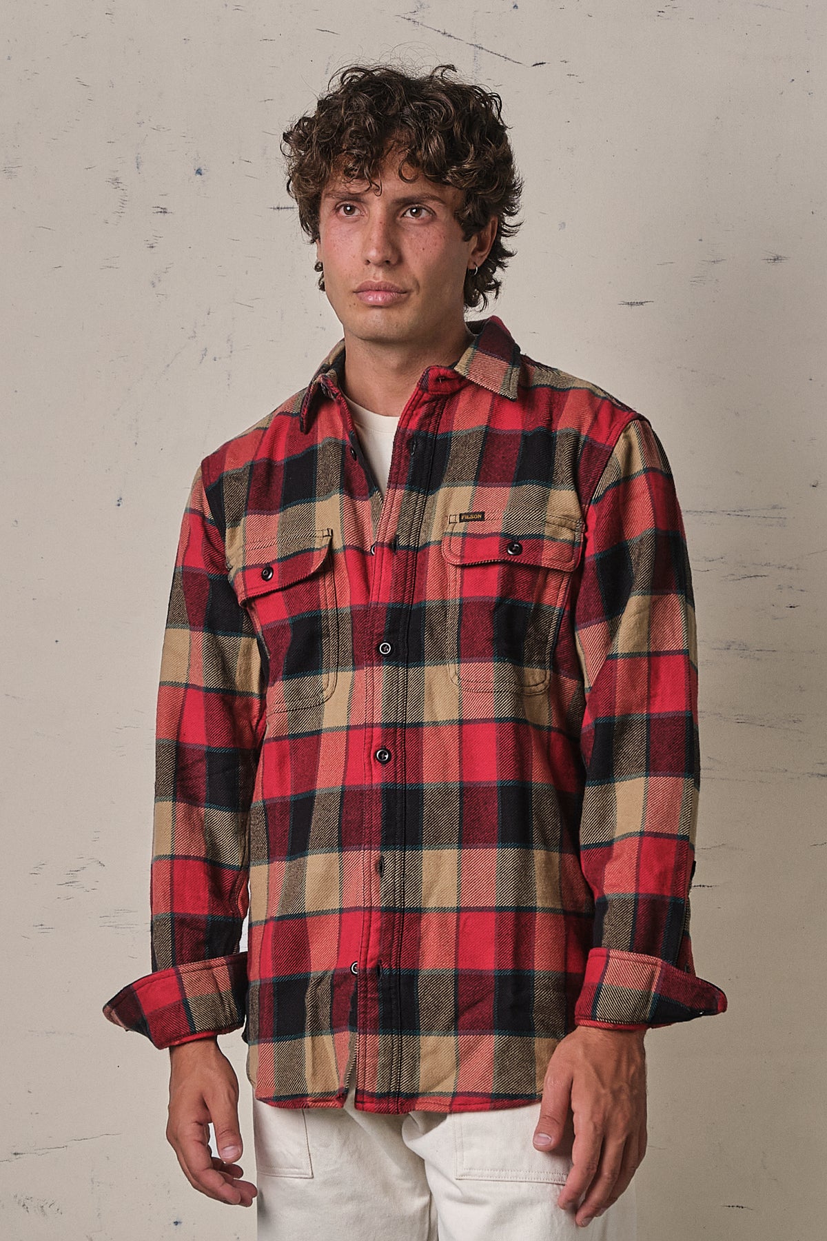 Filson Vintage Flannel Work Shirt Red/Cream Plaid