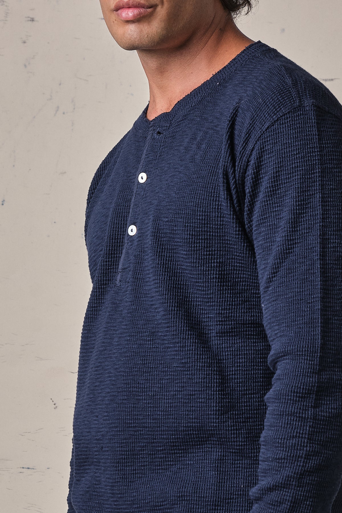 Fortela Amish Maglia Waffle Serafino Blue