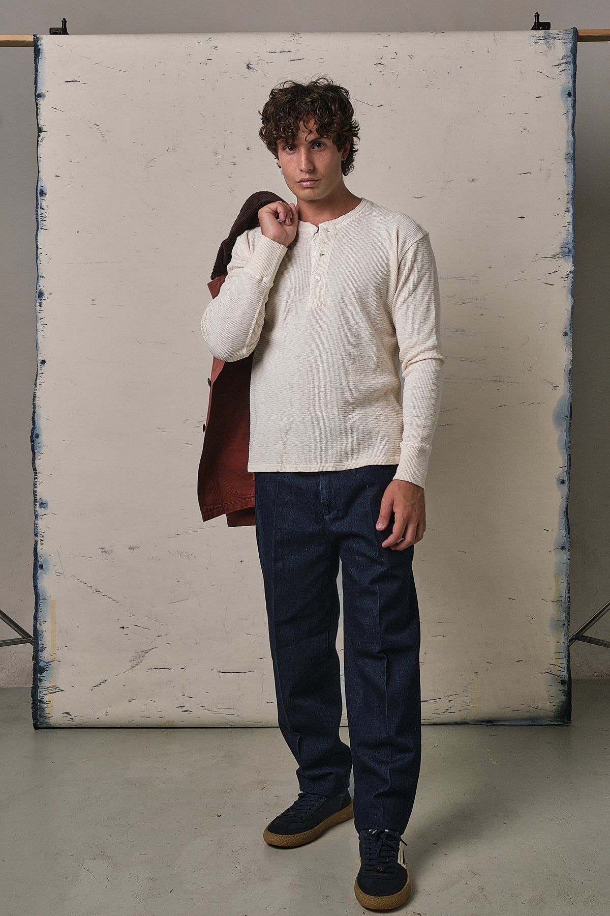 Fortela Amish Maglia Waffle Serafino Off White