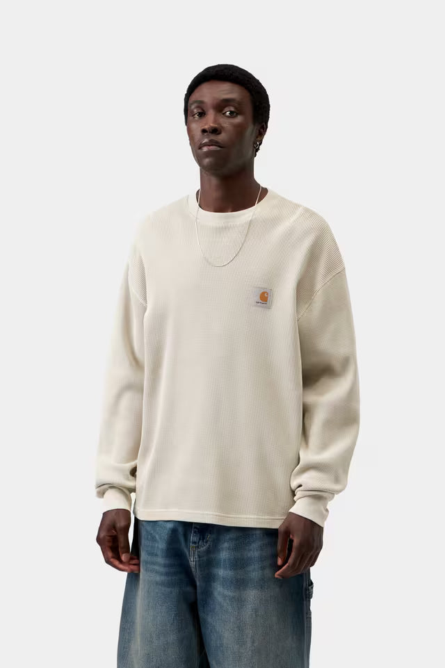 Carhartt WIP L/S Vista Waffle T-Shirt Fleur De Sel Garment Dyed