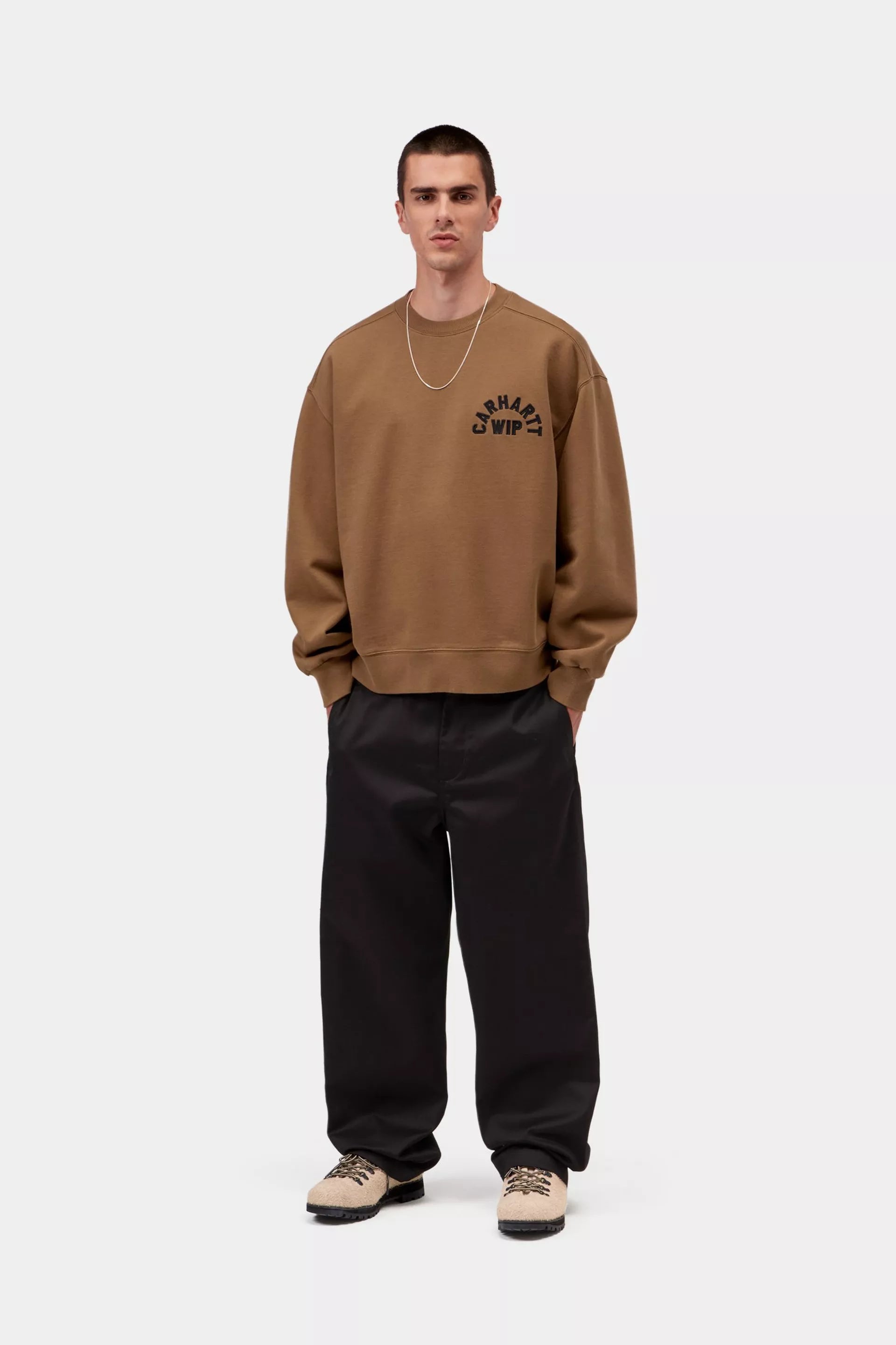 Carhartt WIP Arch Script Sweat H Brown/Black Stone washed