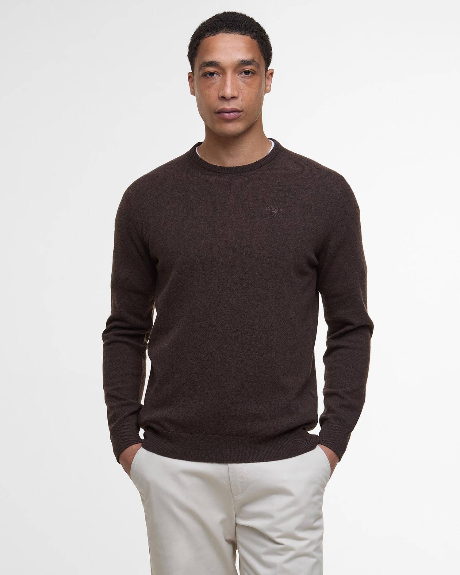 Barbour Essential Wool Crew Neck Dark Oak