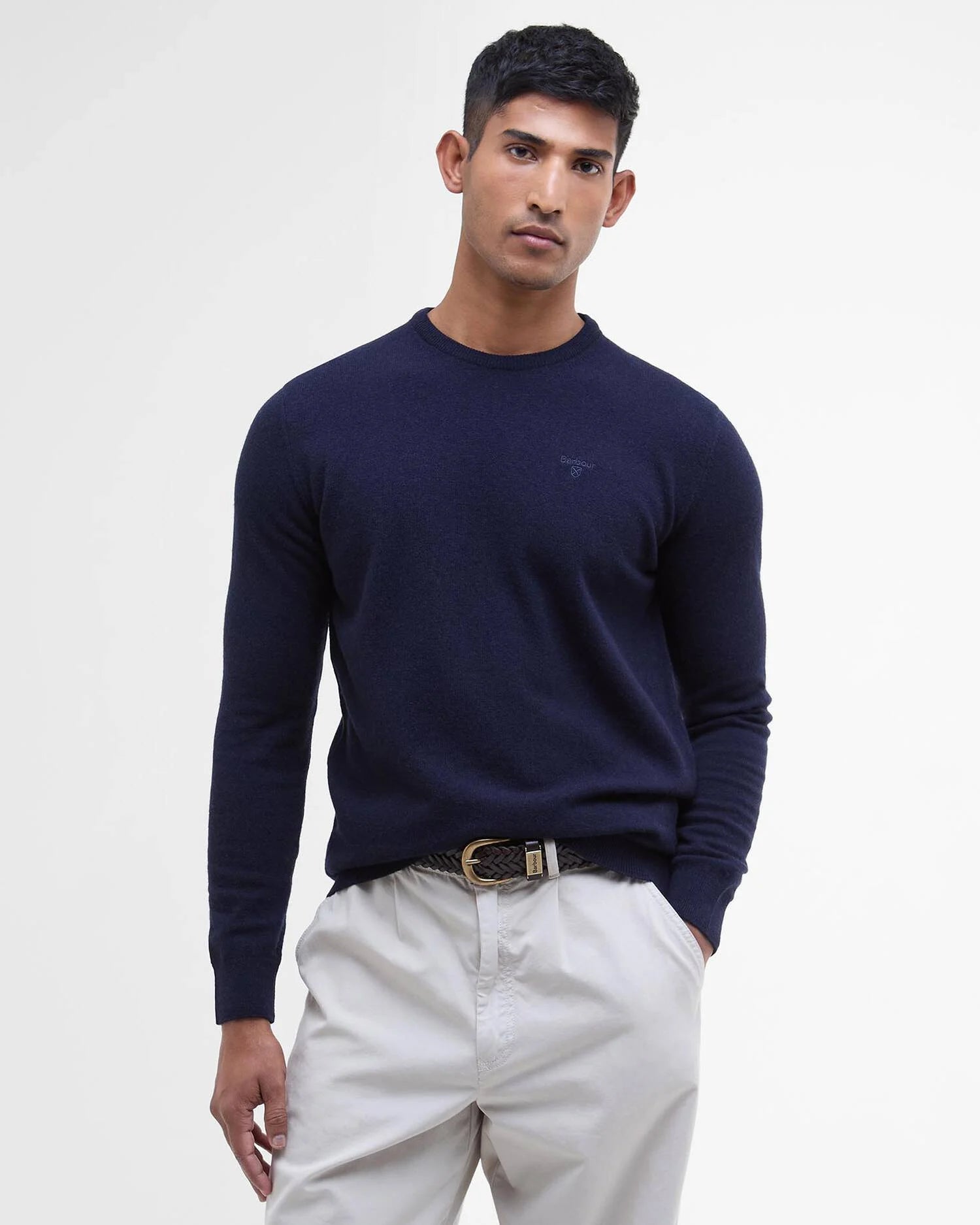 Barbour Essential Wool Crew Neck Navy