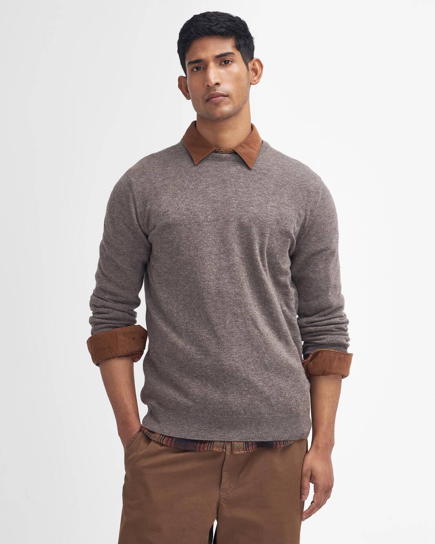 Barbour Essential Wool Crew Neck Dark Stone