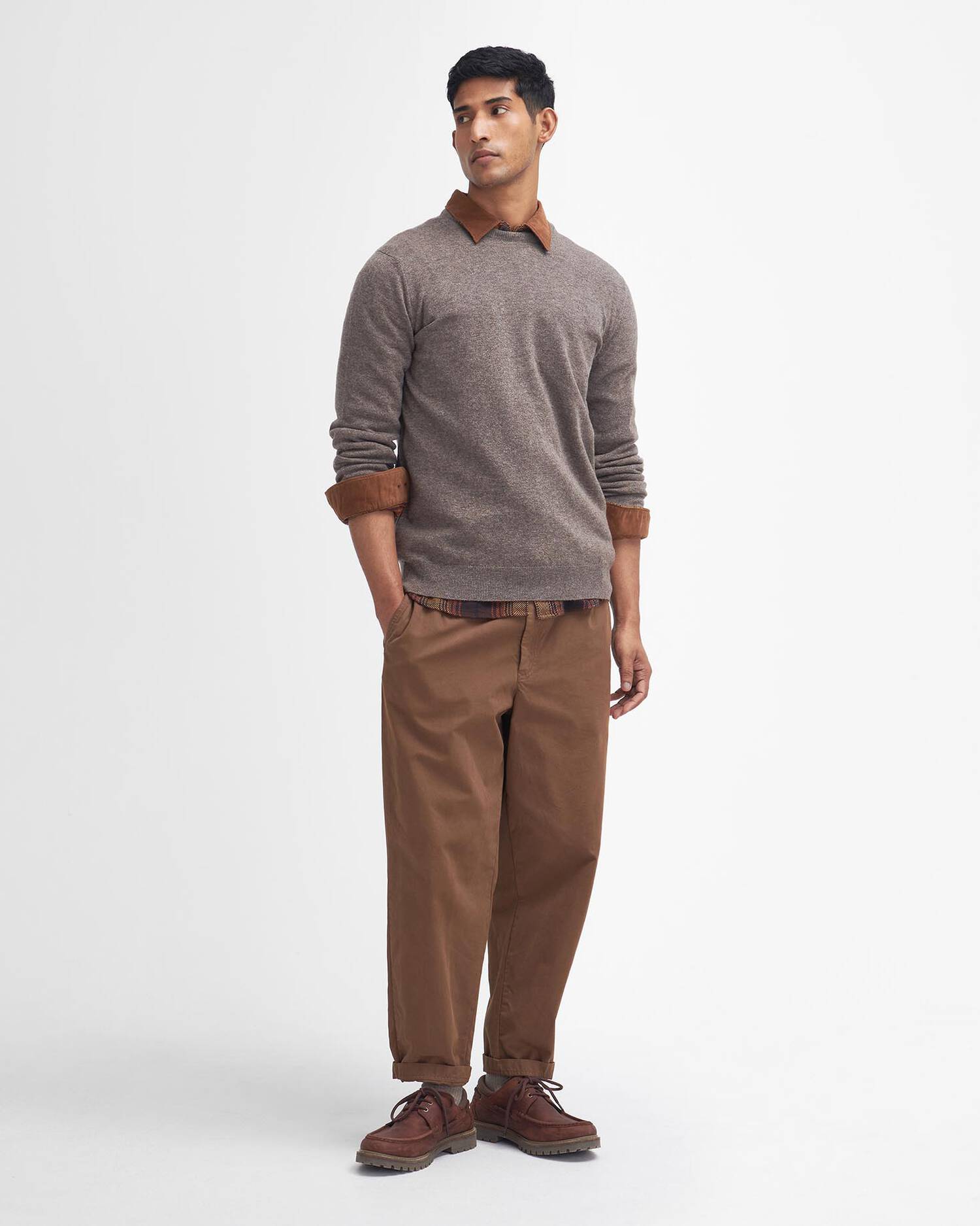 Barbour Essential Wool Crew Neck Dark Stone