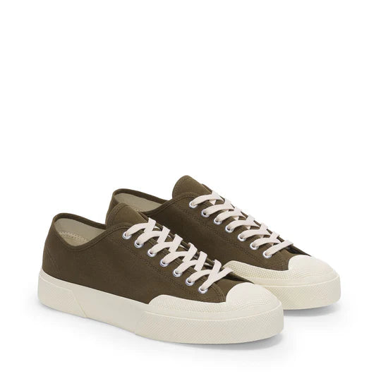 Superga Artifact 2432 Works Low Cut Cotton Canvas Green Dk Olive/Off White