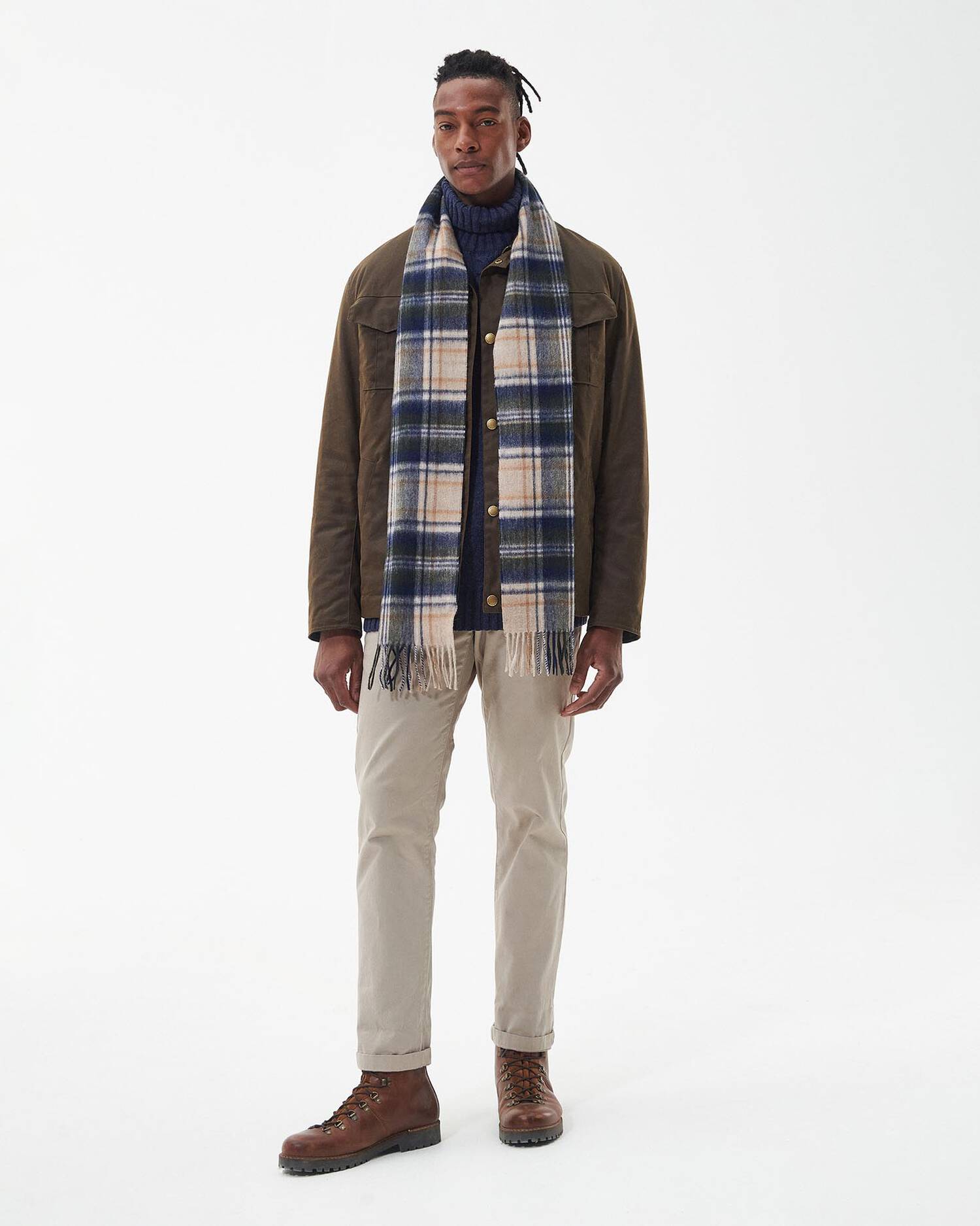 Barbour New Check Tartan Scarf Sand Beige