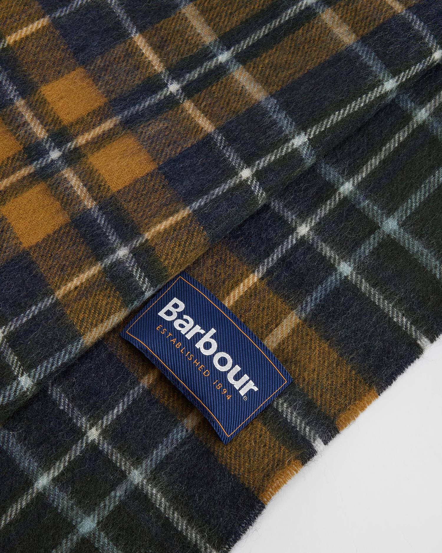 Barbour New Check Tartan Scarf Forest/bronze