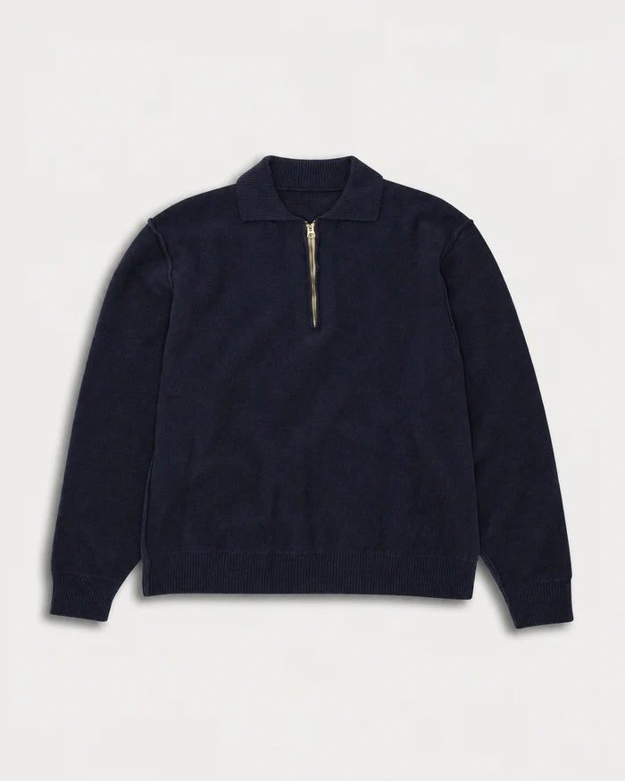 Fortela Yale Wool Half Zip Navy