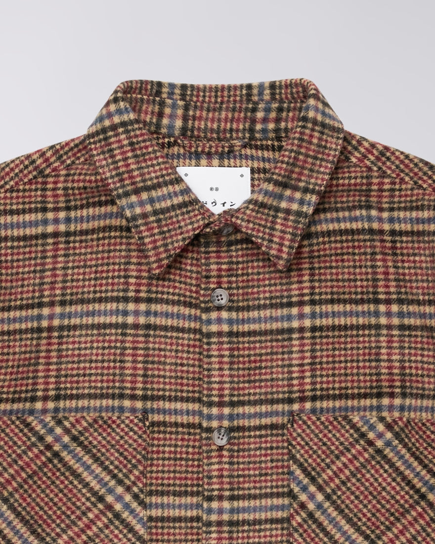 Edwin Julius Shirt Burgundy/Blue
