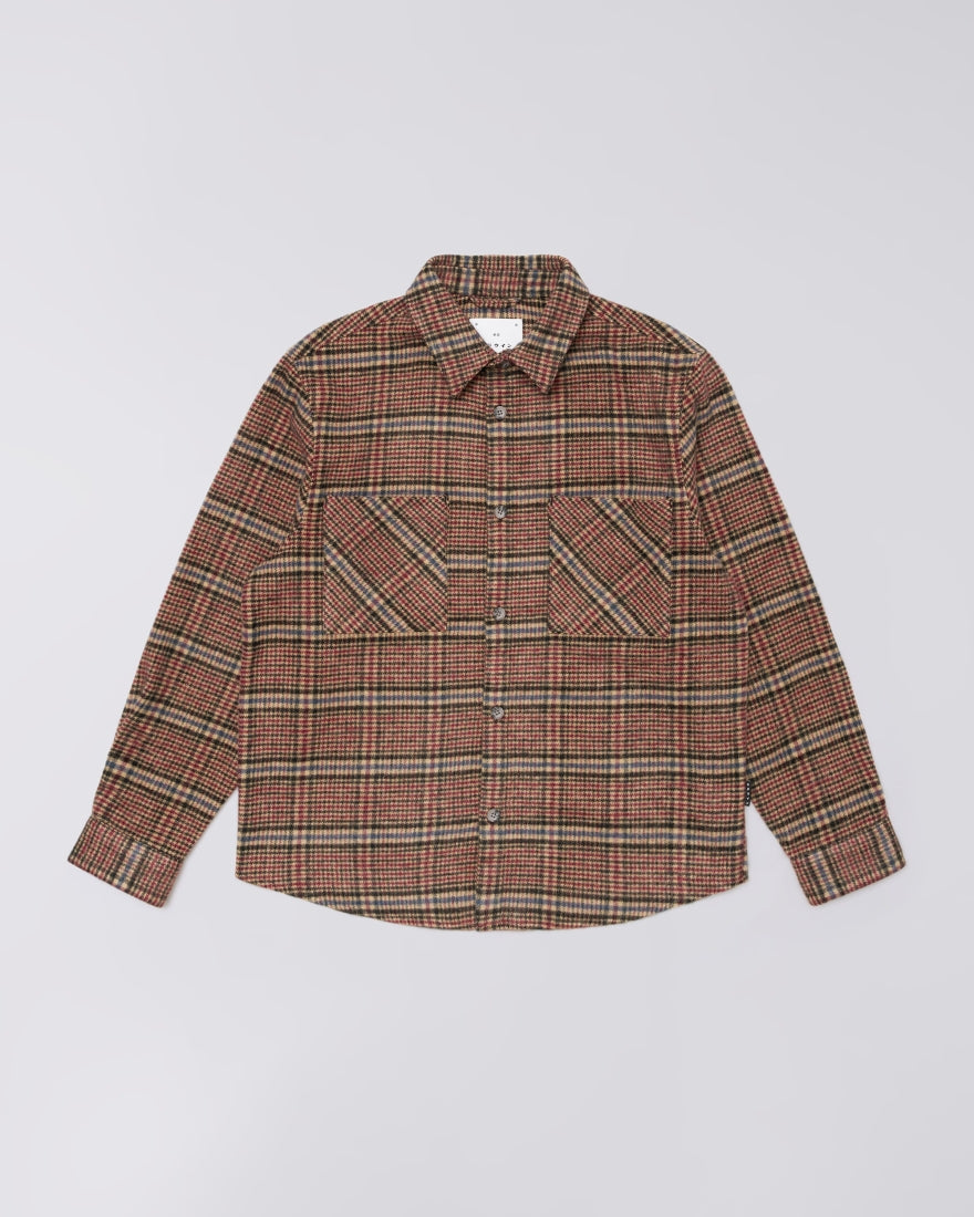 Edwin Julius Shirt Burgundy/Blue