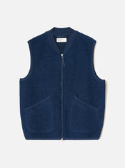 Universal Works Wool Fleece Zip Waistcoat Indigo