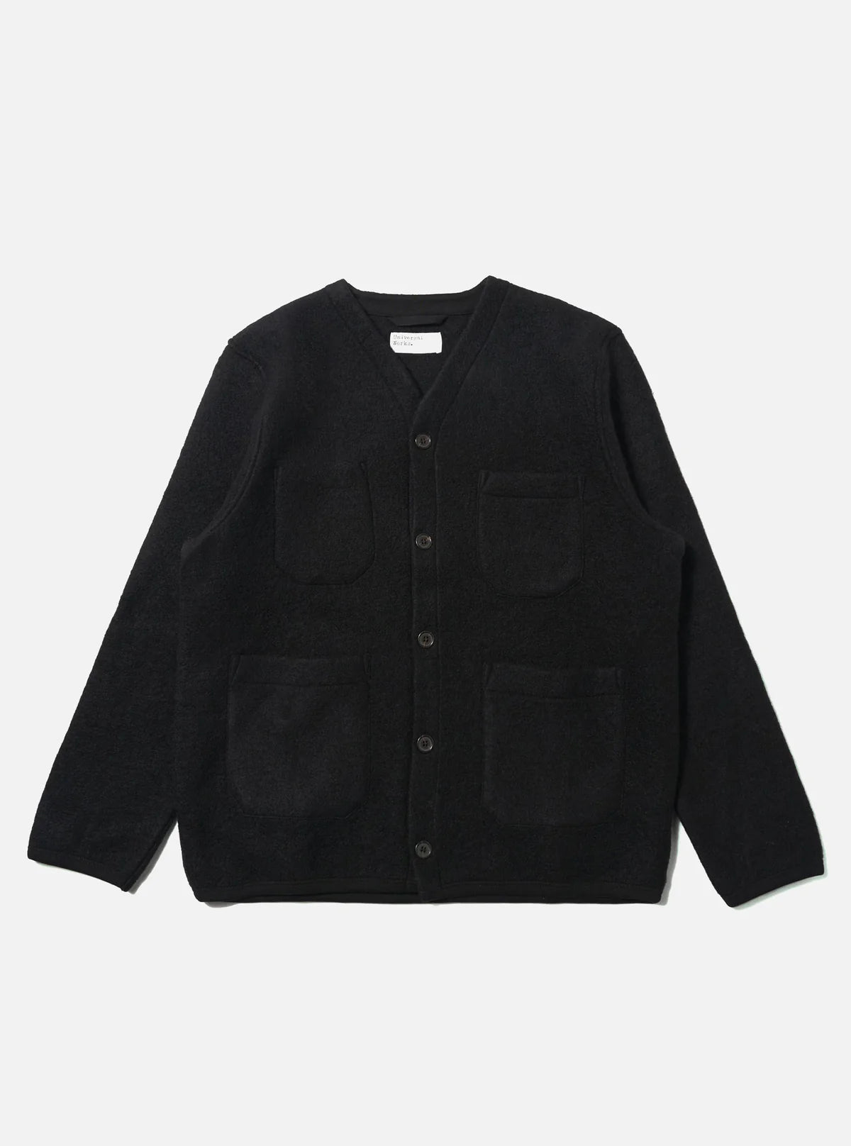 Universal Works Cardigan Wool Fleece Black
