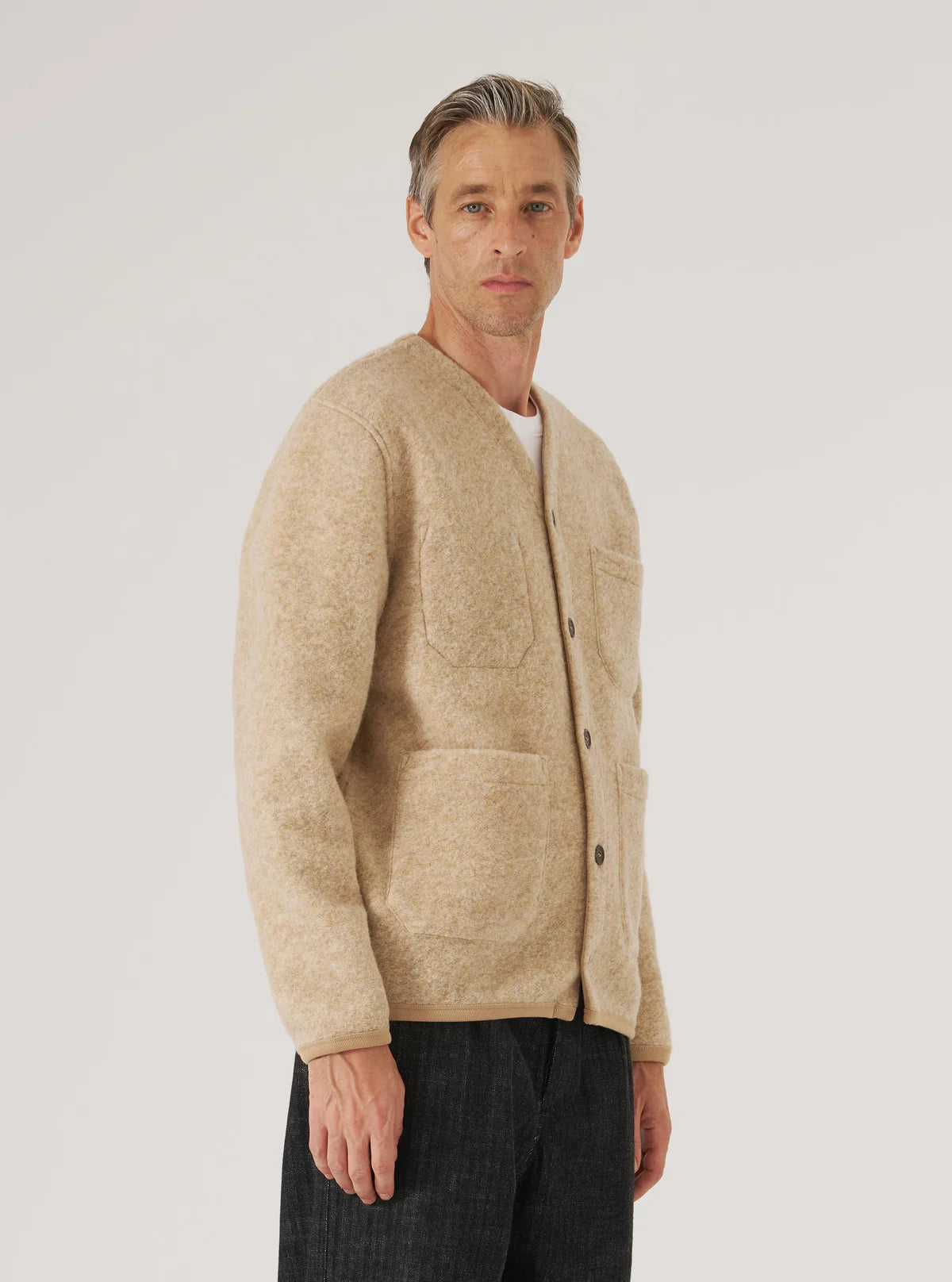 Universal Works Cardigan Wool Fleece Fawn