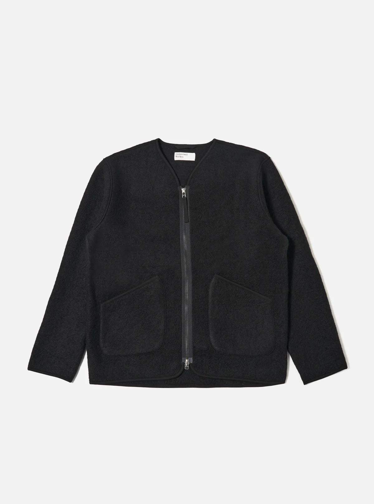 Universal Works Zip Liner Wool Fleece Jacket Black