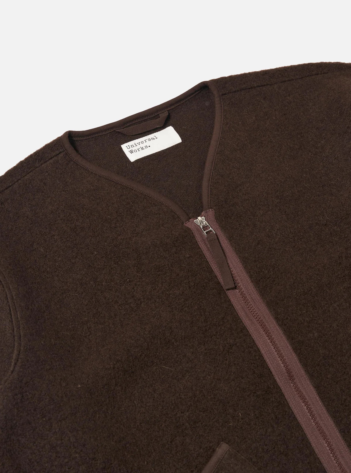 Universal Works Zip Liner Wool Fleece Jacket Brown