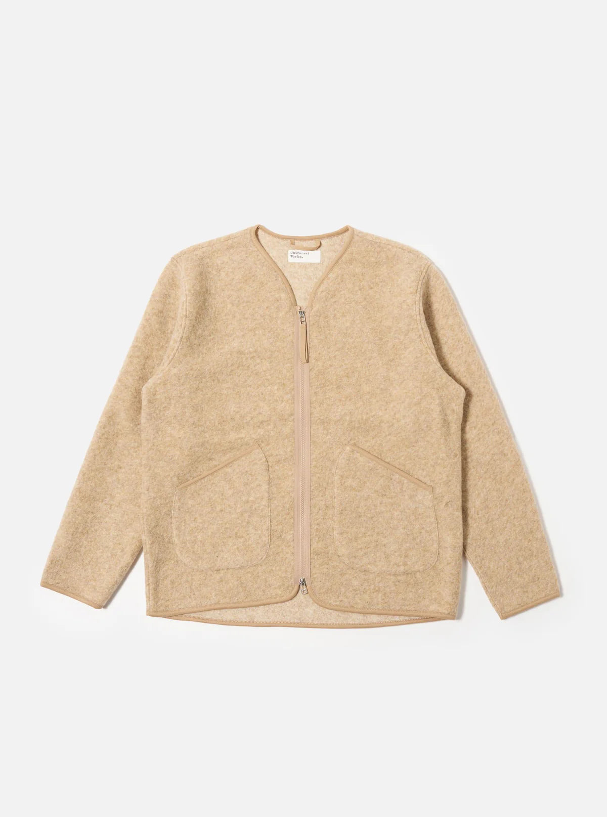 Universal Works Zip Liner Wool Fleece Jacket Fawn
