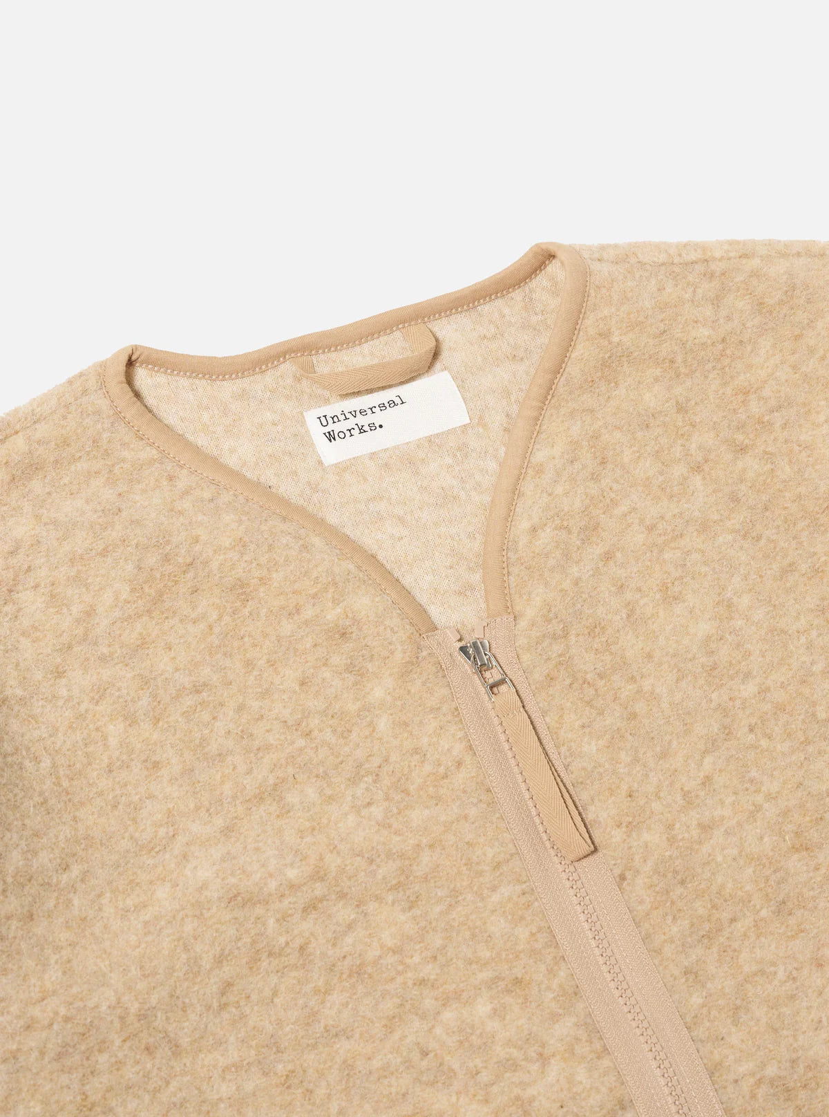 Universal Works Zip Liner Wool Fleece Jacket Fawn