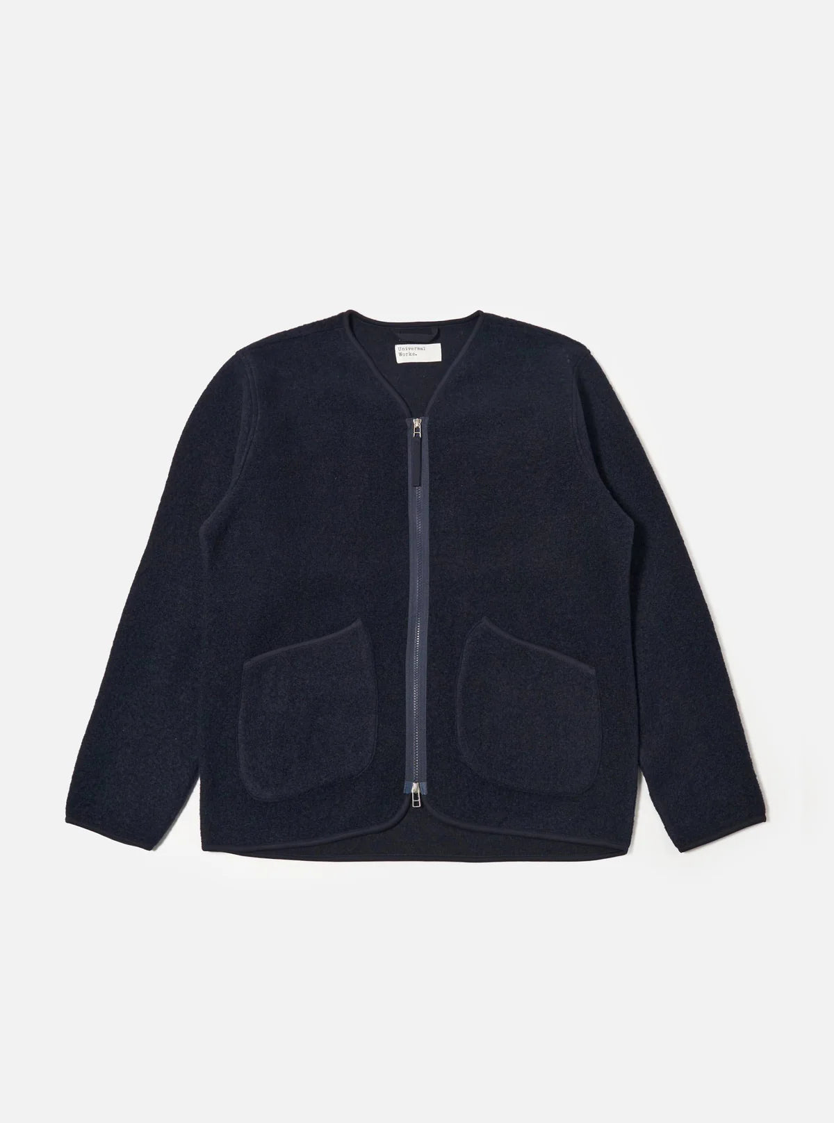 Universal Works Zip Liner Wool Fleece Jacket Navy