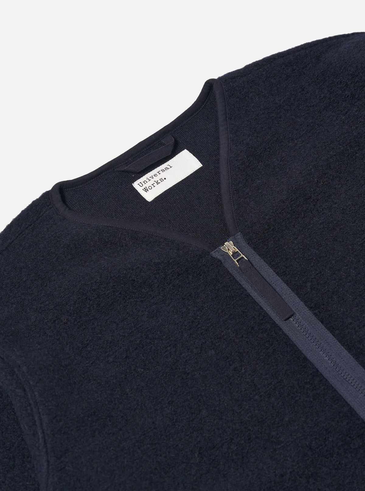 Universal Works Zip Liner Wool Fleece Jacket Navy