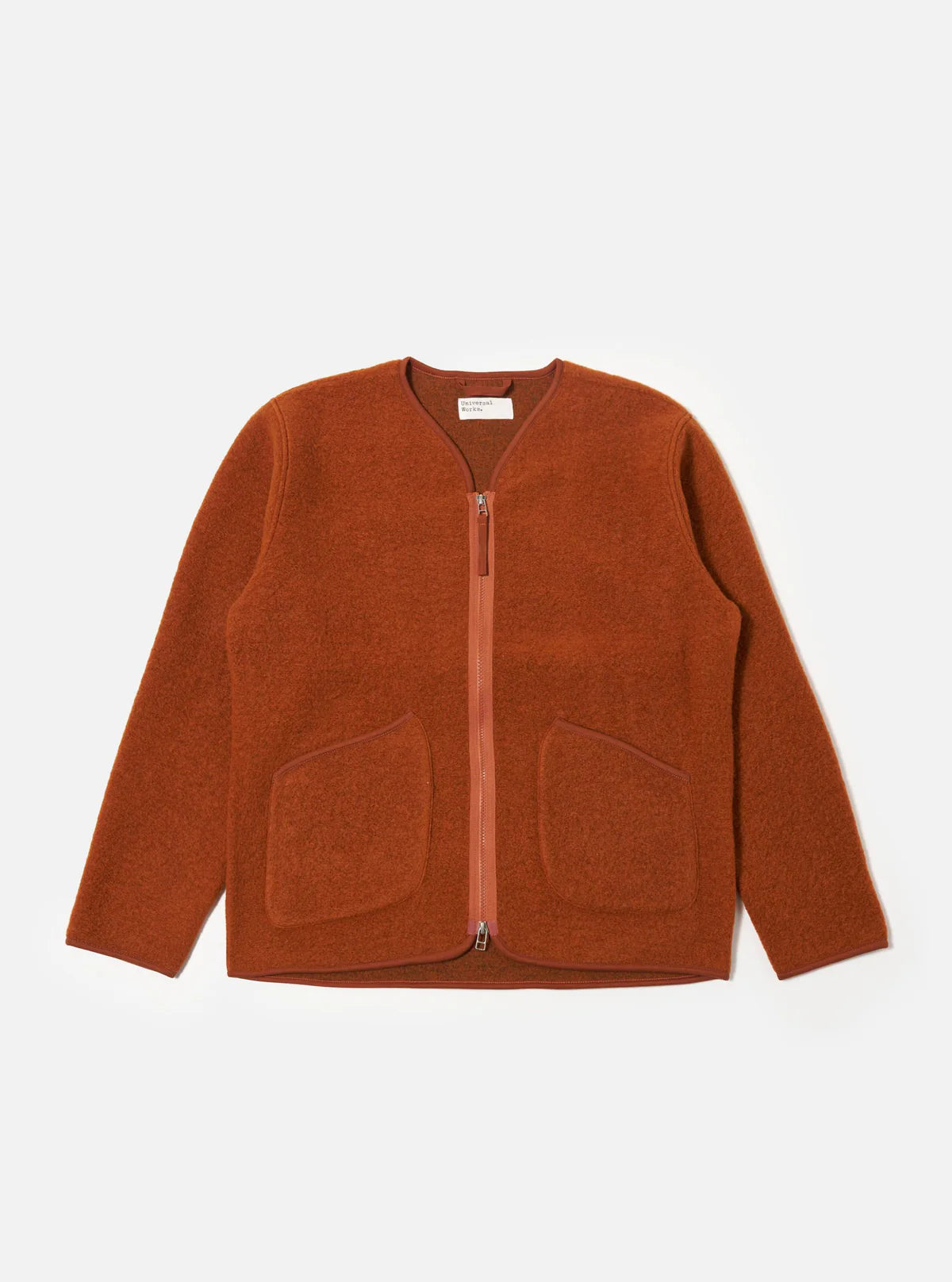 Universal Works Zip Liner Wool Fleece Jacket Rust