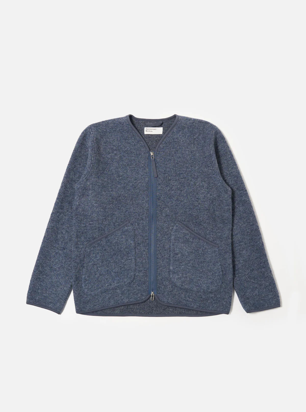 Universal Works Zip Liner Wool Fleece Jacket Slate Blue
