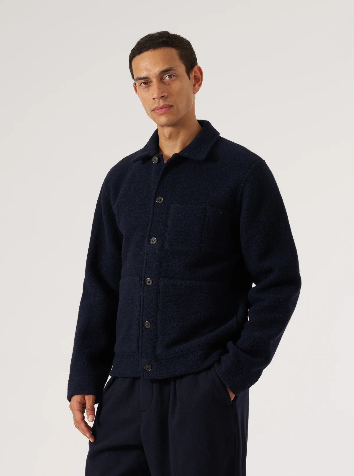 Universal Works Uniform Wool Fleece Jacket Navy
